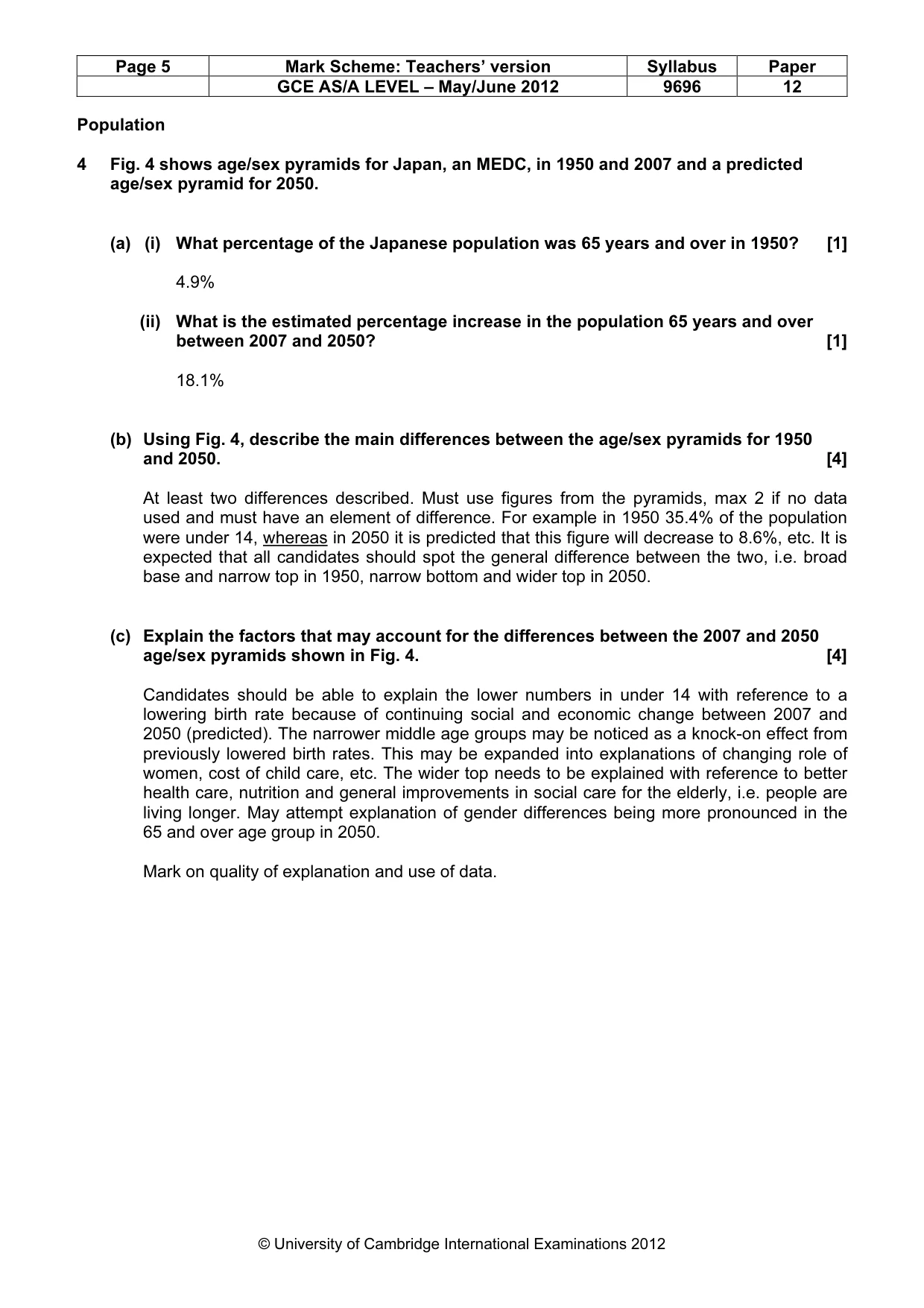 Mark scheme, page 5 of 18