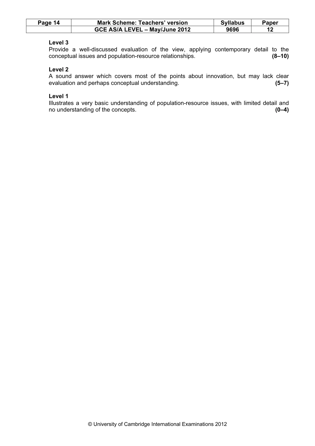 Mark scheme, page 14 of 18