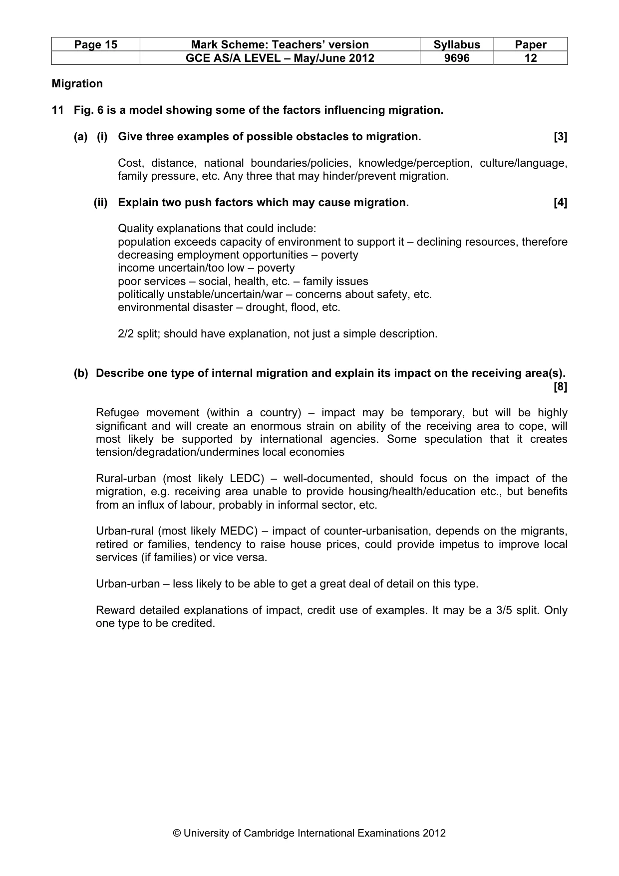 Mark scheme, page 15 of 18