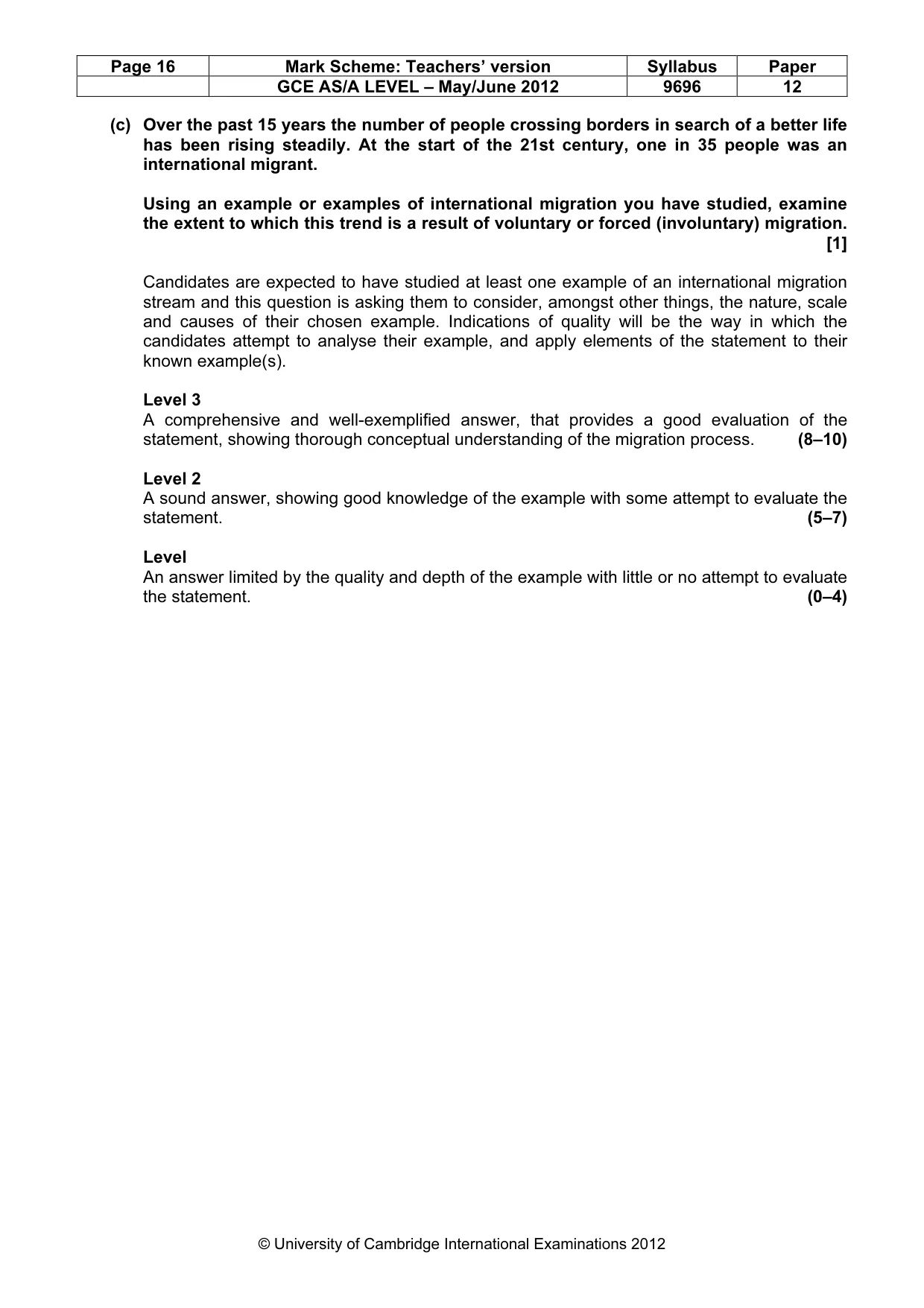 Mark scheme, page 16 of 18