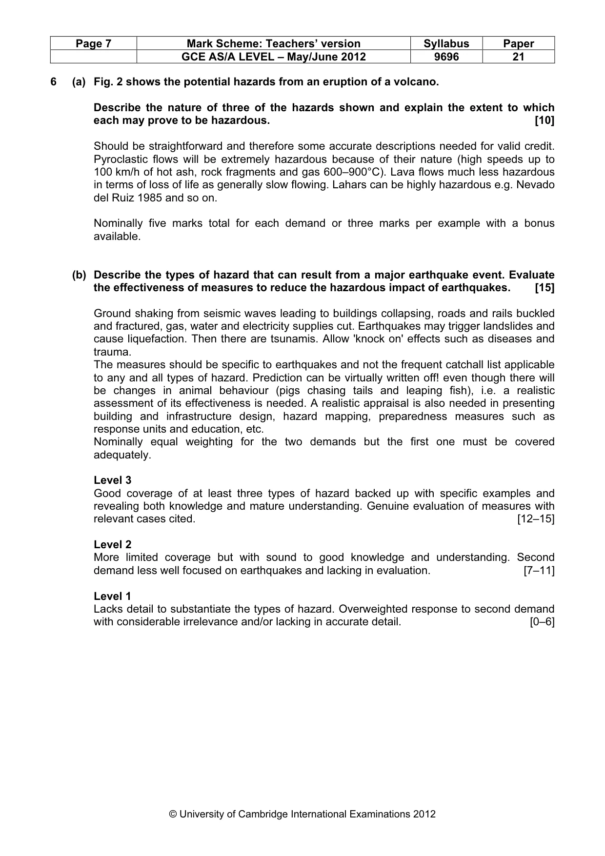 Mark scheme, page 7 of 9