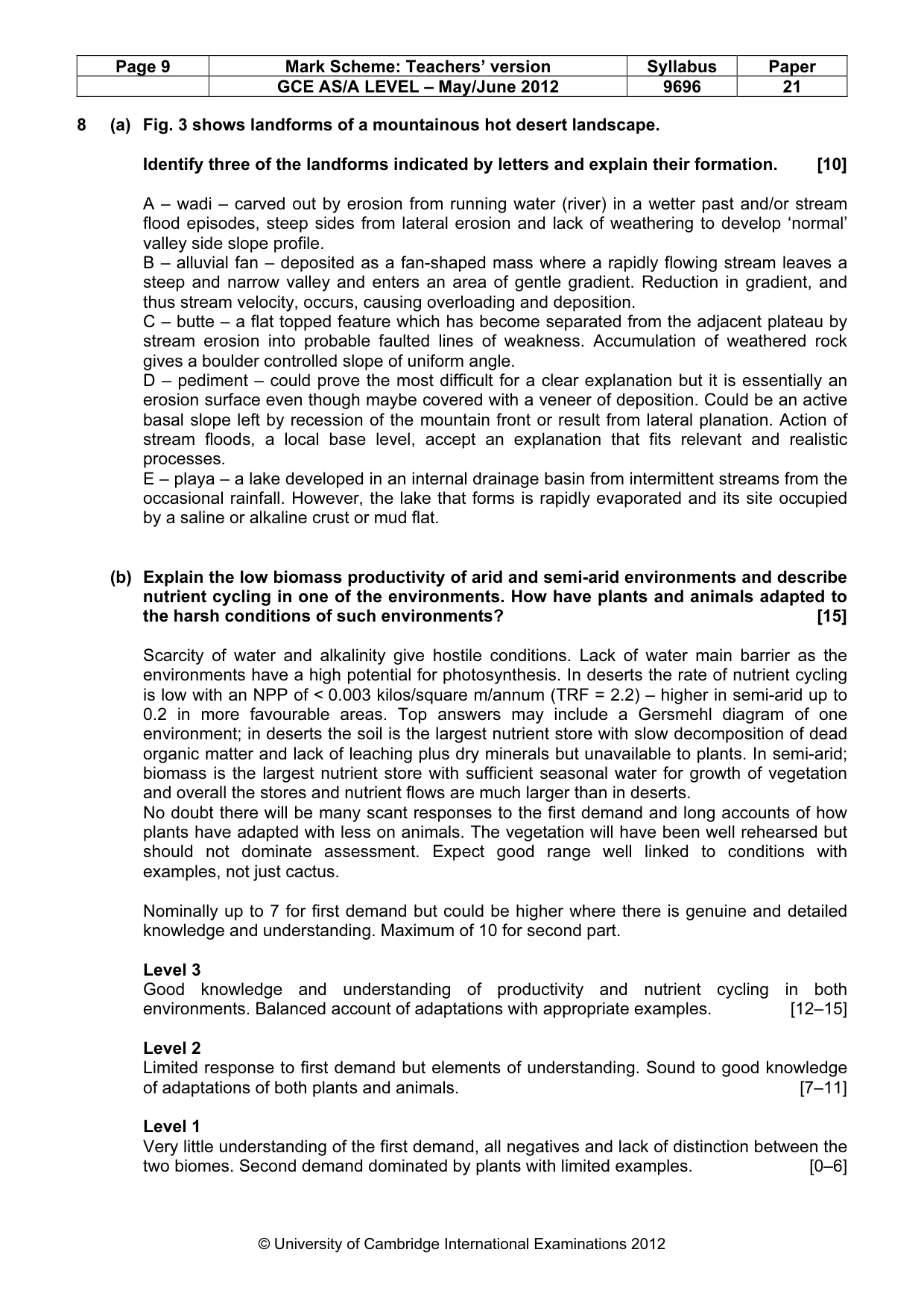 Mark scheme, page 9 of 9
