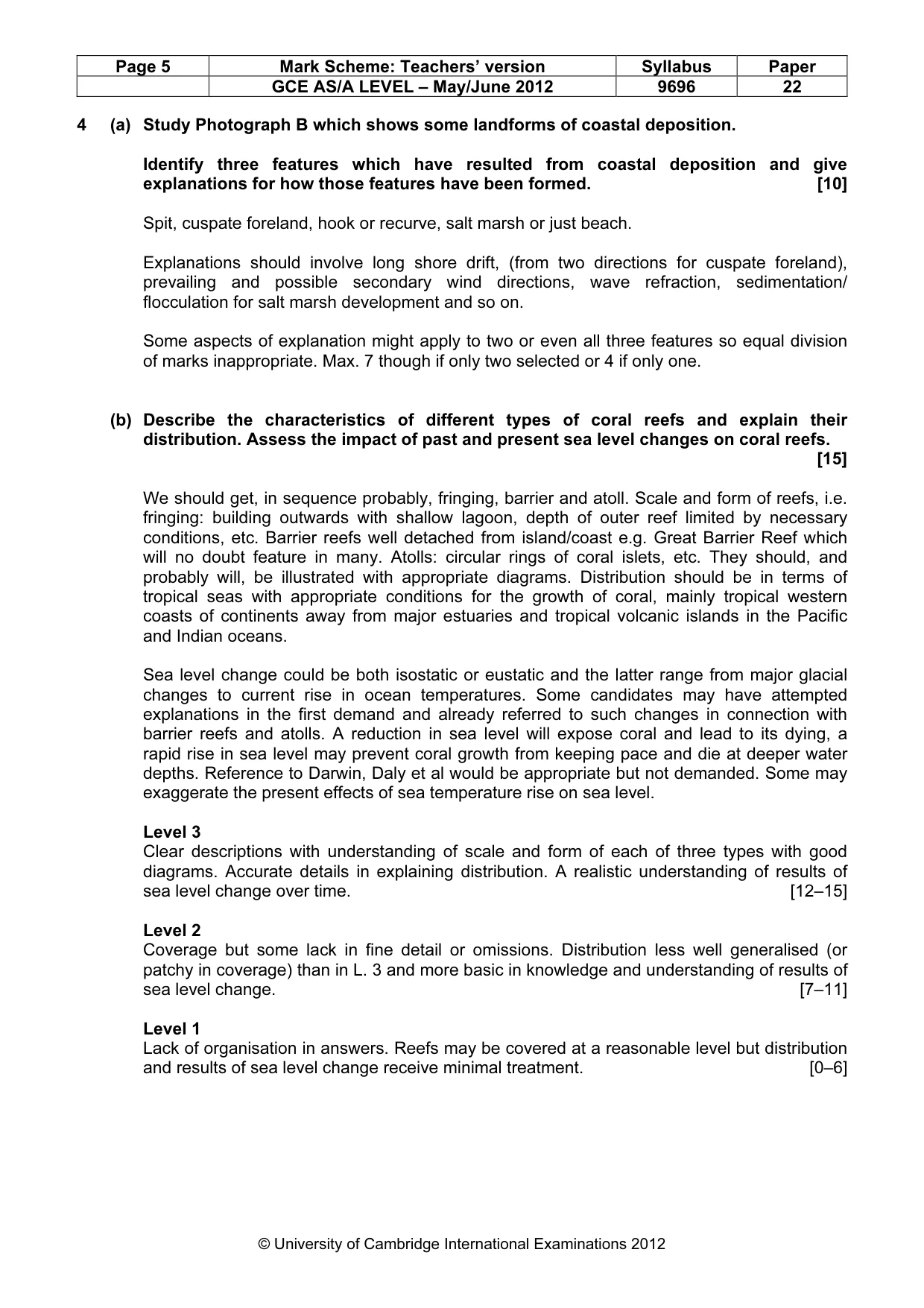 Mark scheme, page 5 of 9