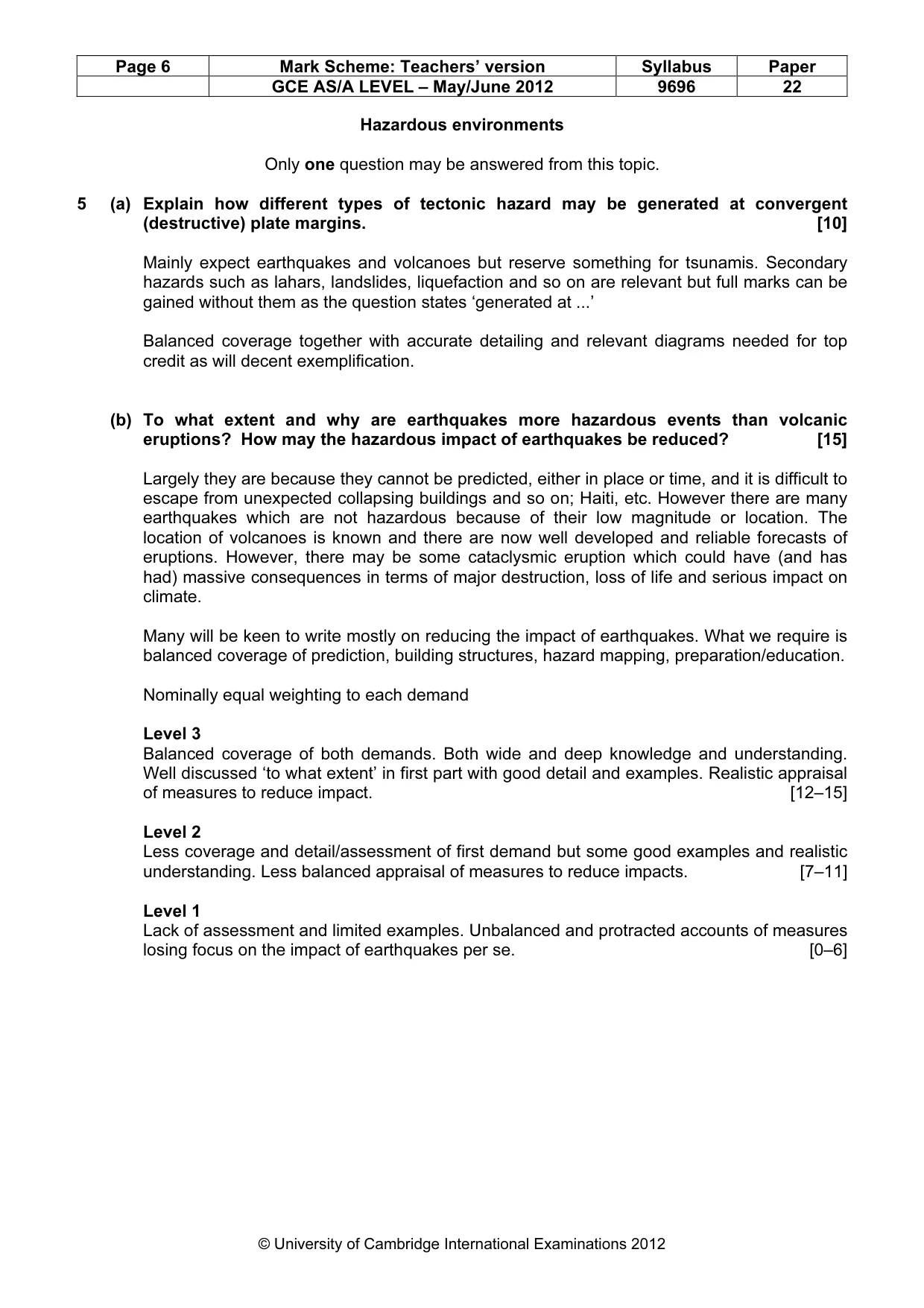 Mark scheme, page 6 of 9