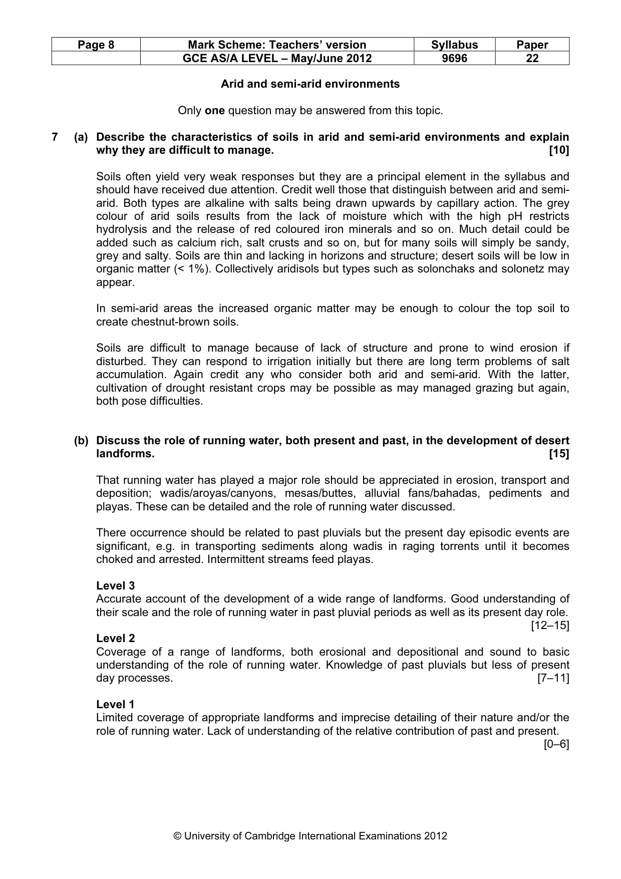 Mark scheme, page 8 of 9
