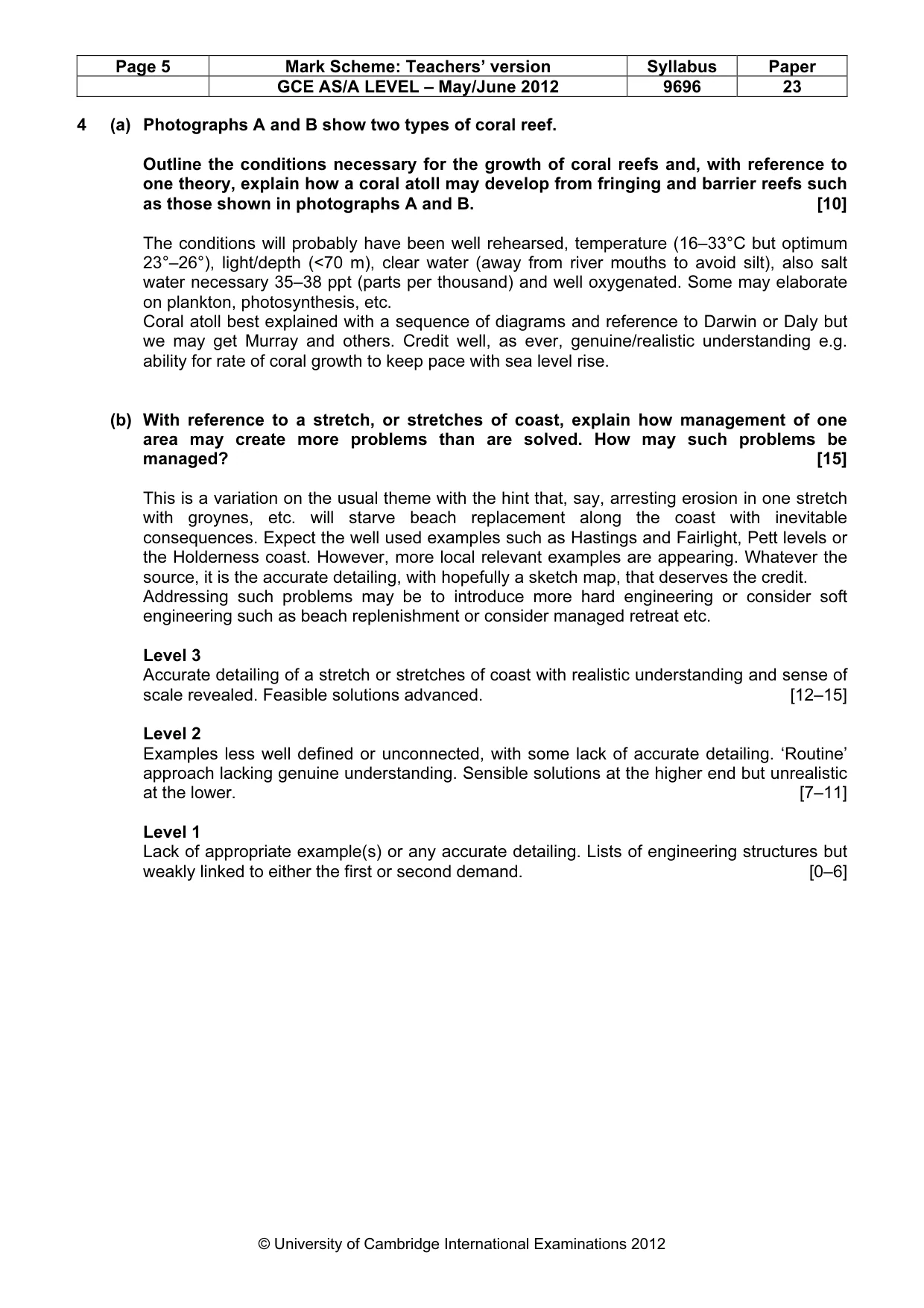 Mark scheme, page 5 of 9