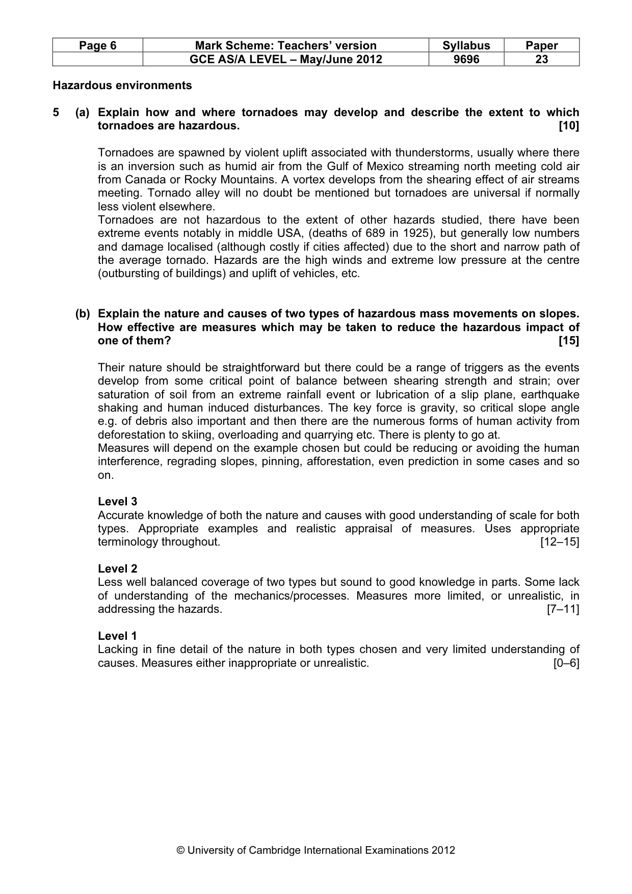 Mark scheme, page 6 of 9