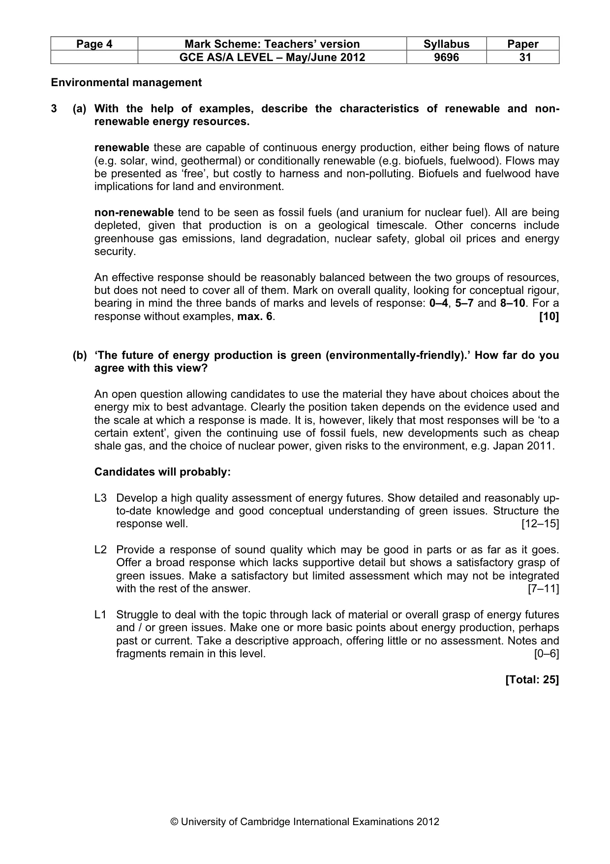 Mark scheme, page 4 of 9