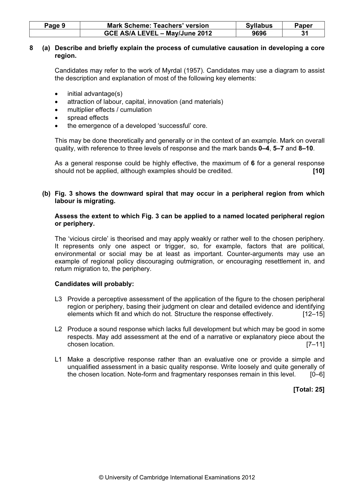 Mark scheme, page 9 of 9