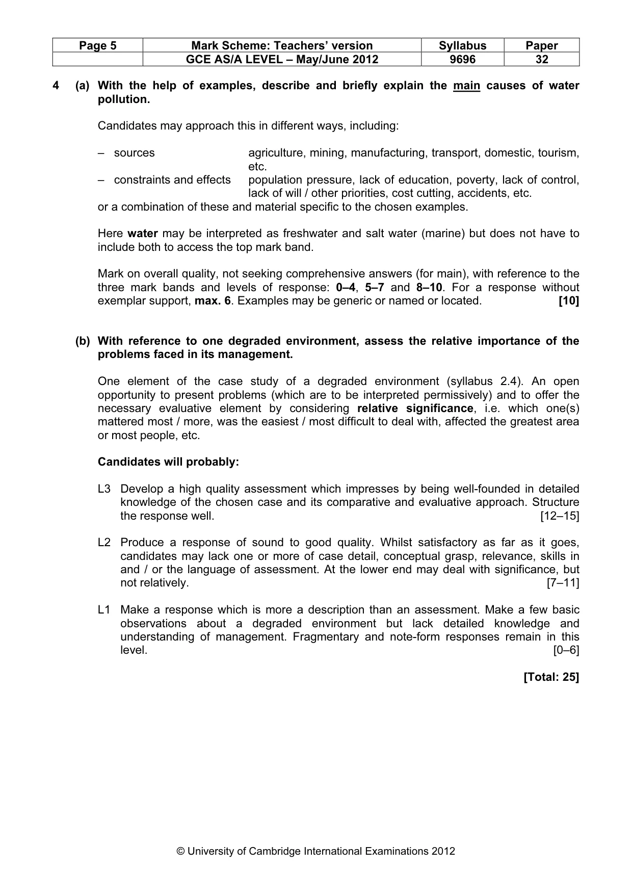 Mark scheme, page 5 of 9