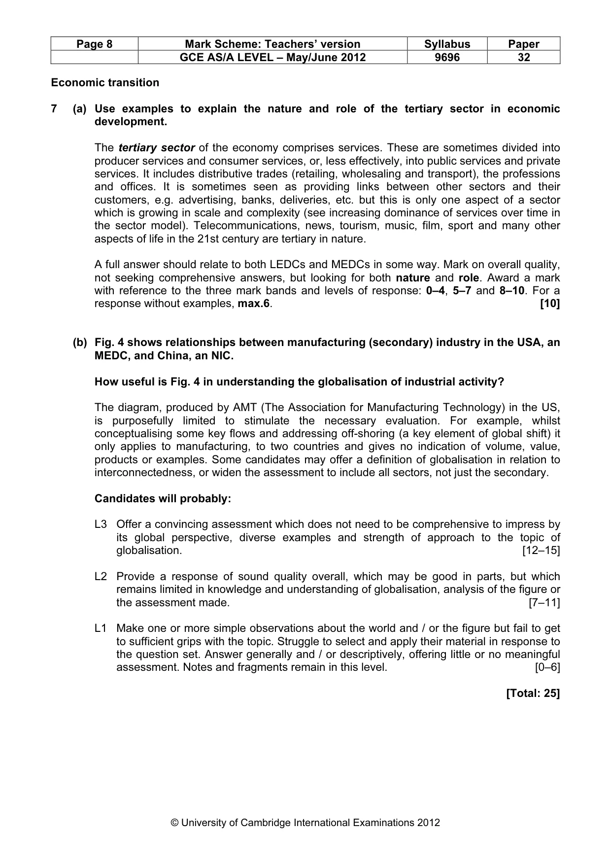 Mark scheme, page 8 of 9