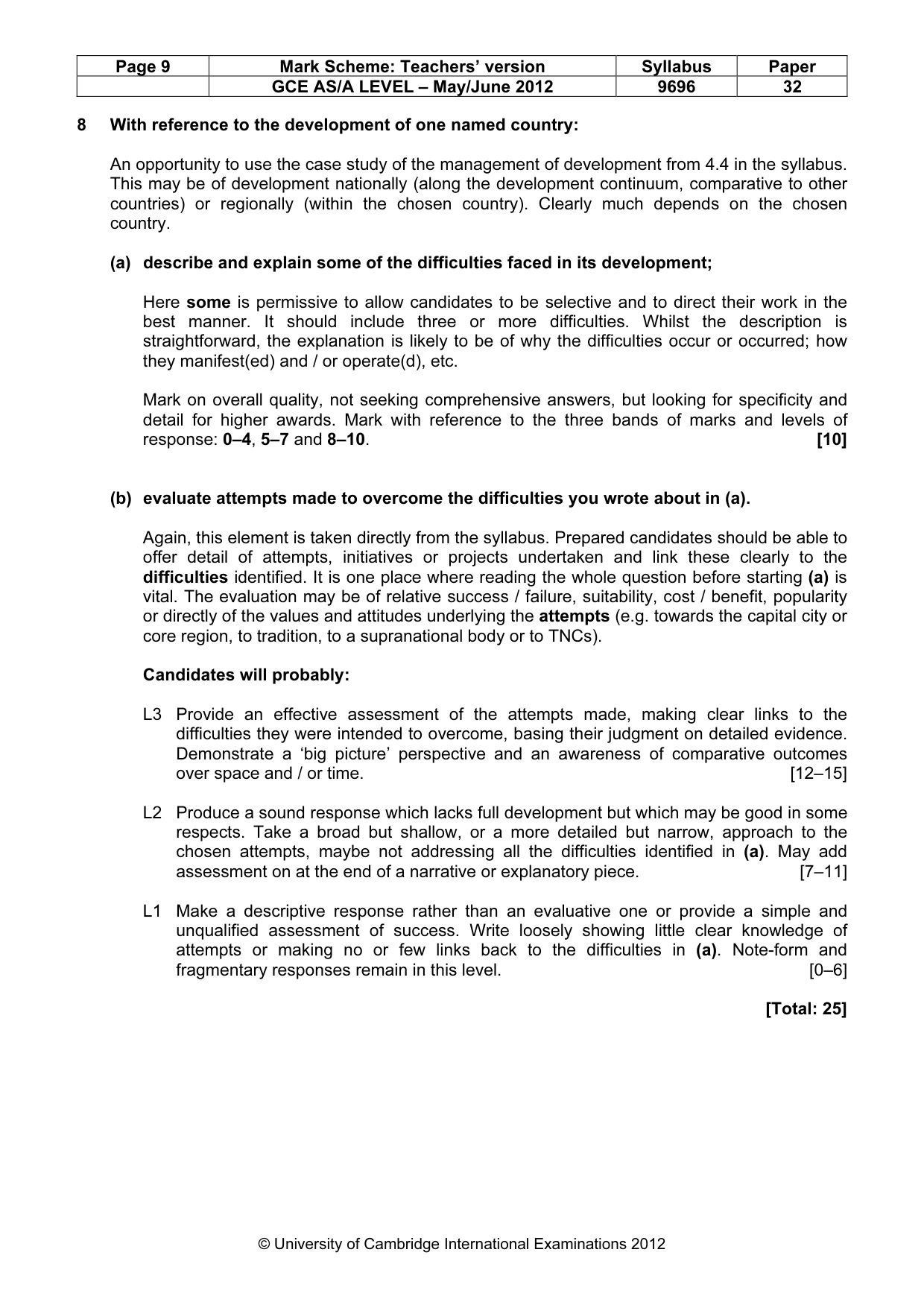 Mark scheme, page 9 of 9
