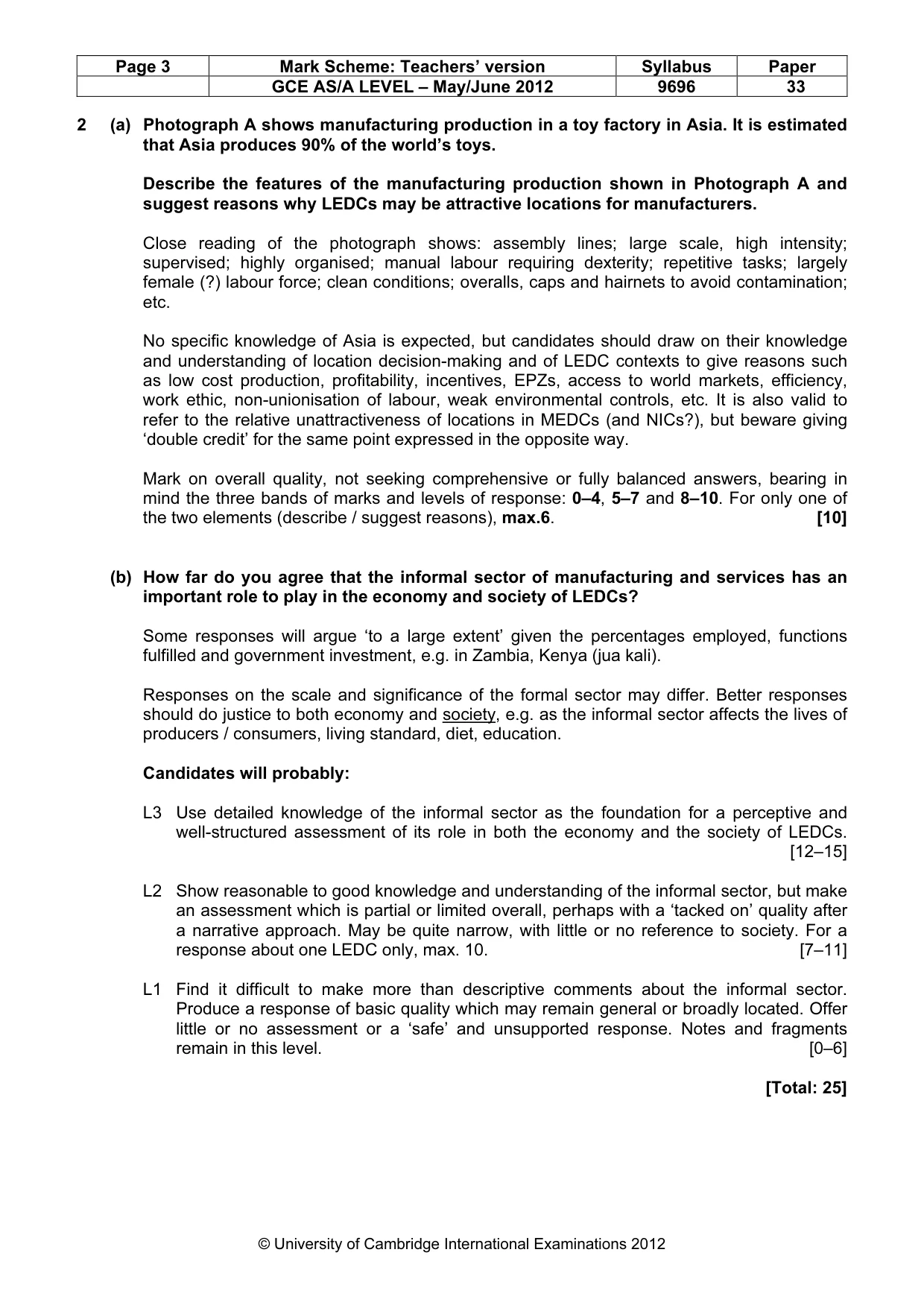 Mark scheme, page 3 of 9