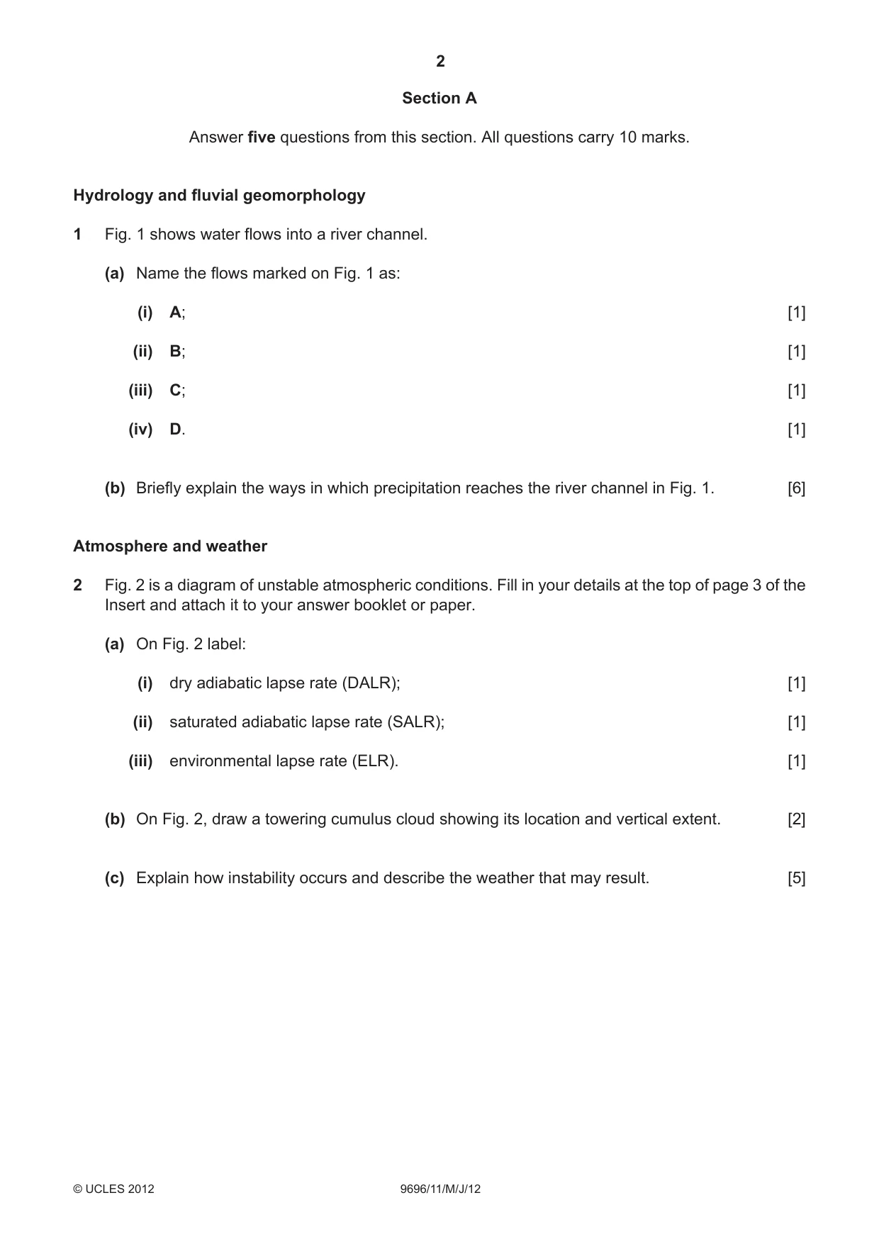 Cambridge A Level Geography 9696 2012 May/June Paper 1 · Variant 1 question paper, page 2 of 8