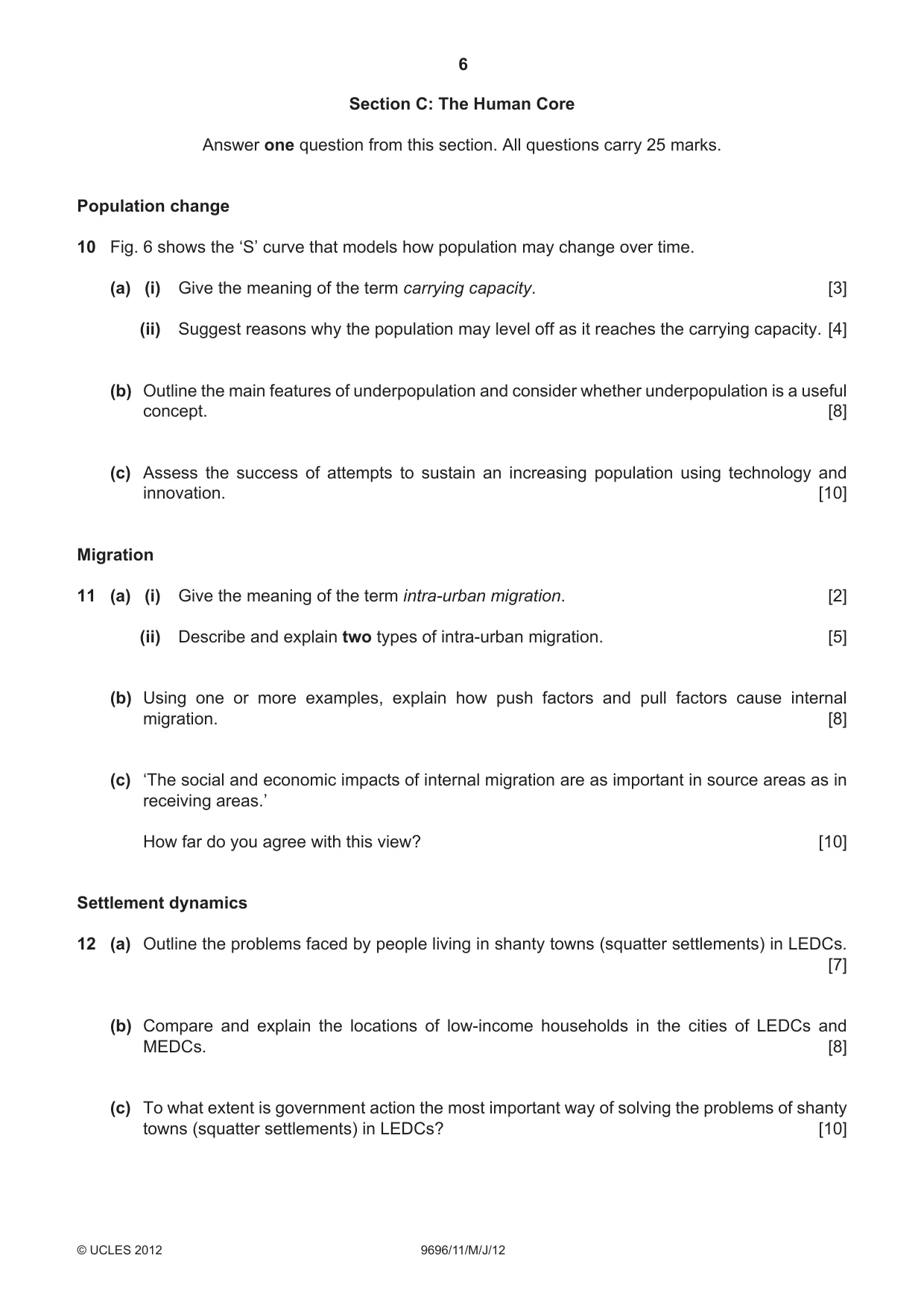 Cambridge A Level Geography 9696 2012 May/June Paper 1 · Variant 1 question paper, page 6 of 8