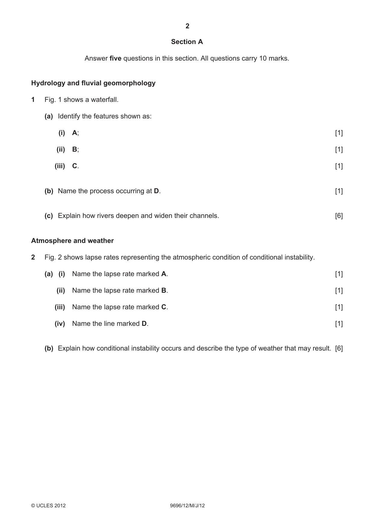 Cambridge A Level Geography 9696 2012 May/June Paper 1 · Variant 2 question paper, page 2 of 8