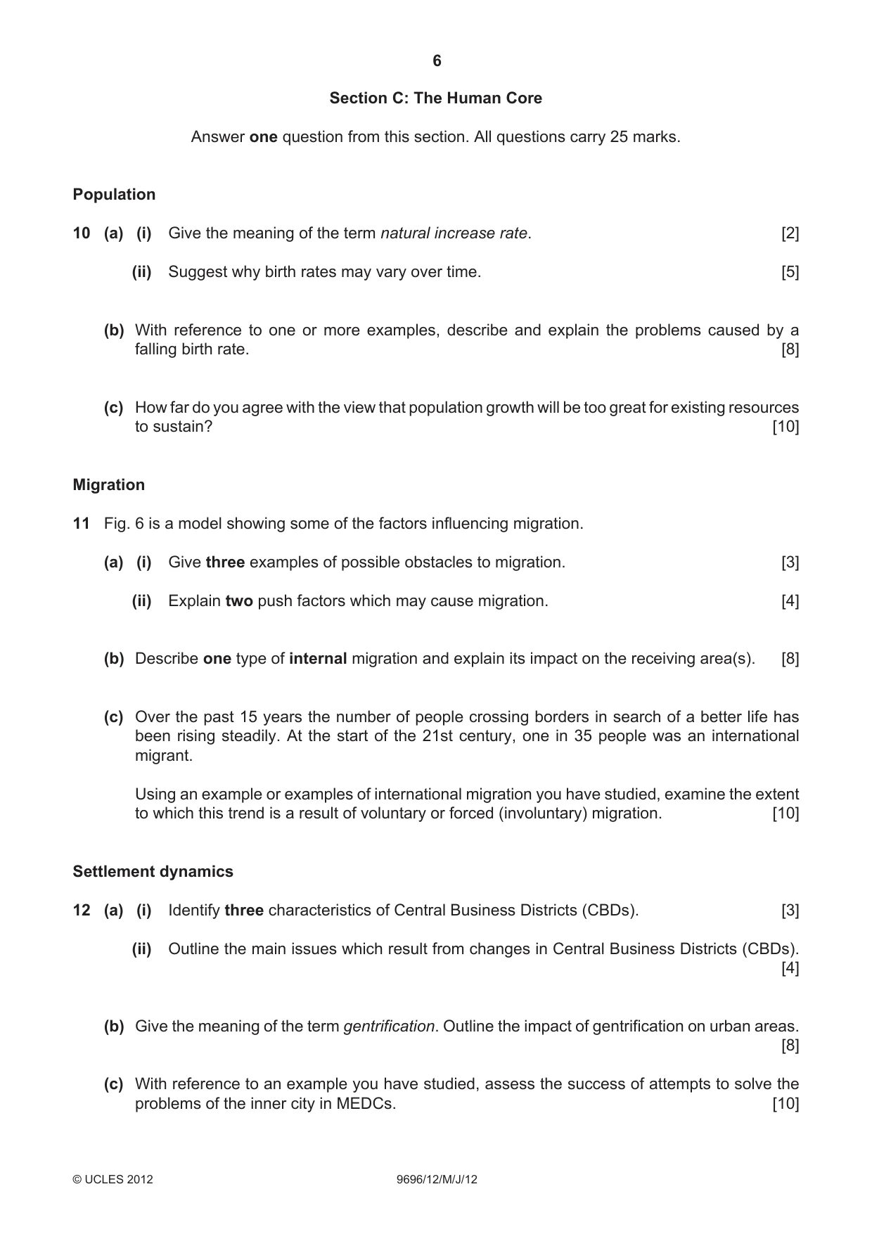 Cambridge A Level Geography 9696 2012 May/June Paper 1 · Variant 2 question paper, page 6 of 8