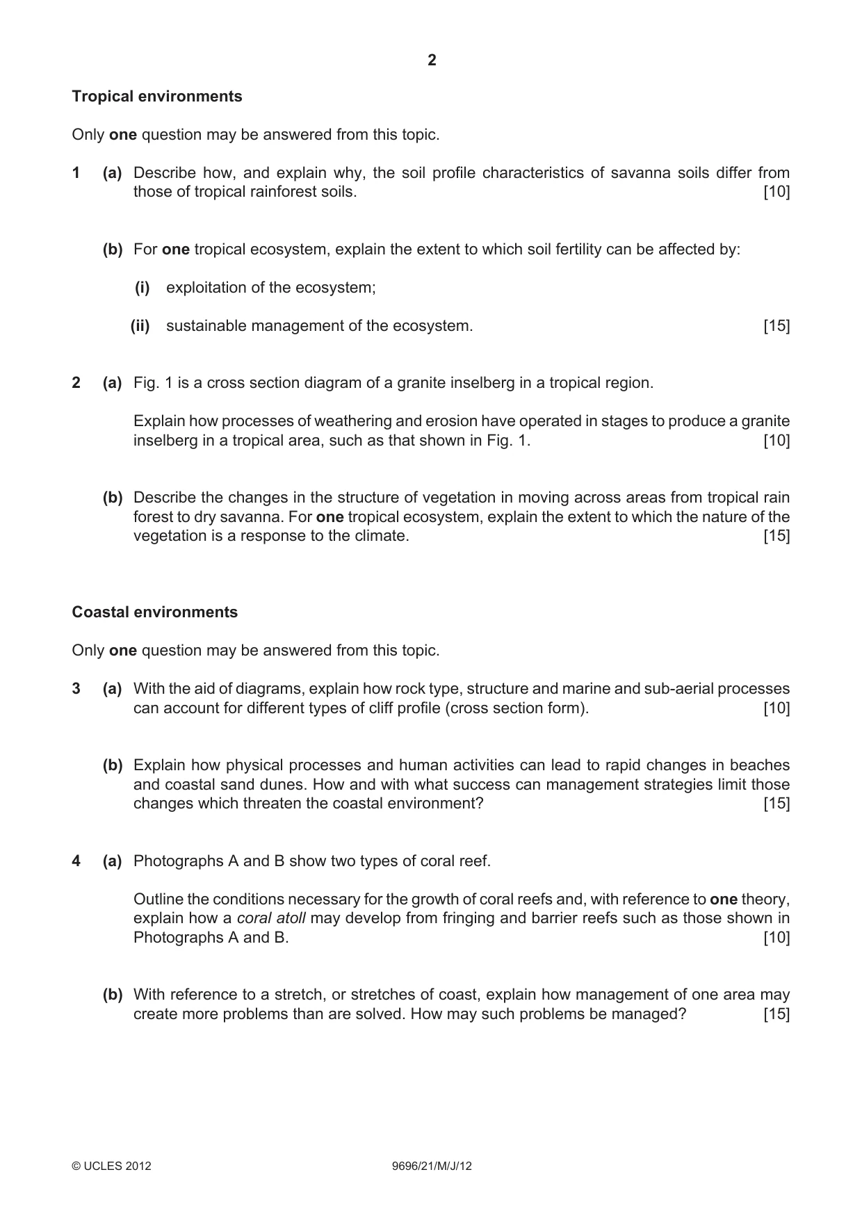 Cambridge A Level Geography 9696 2012 May/June Paper 2 · Variant 1 question paper, page 2 of 4