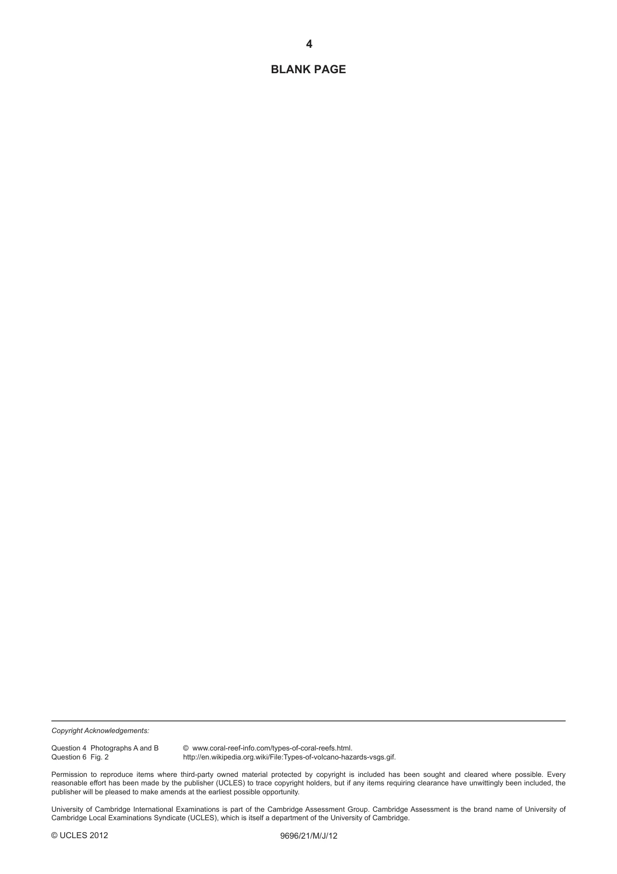 Cambridge A Level Geography 9696 2012 May/June Paper 2 · Variant 1 question paper, page 4 of 4