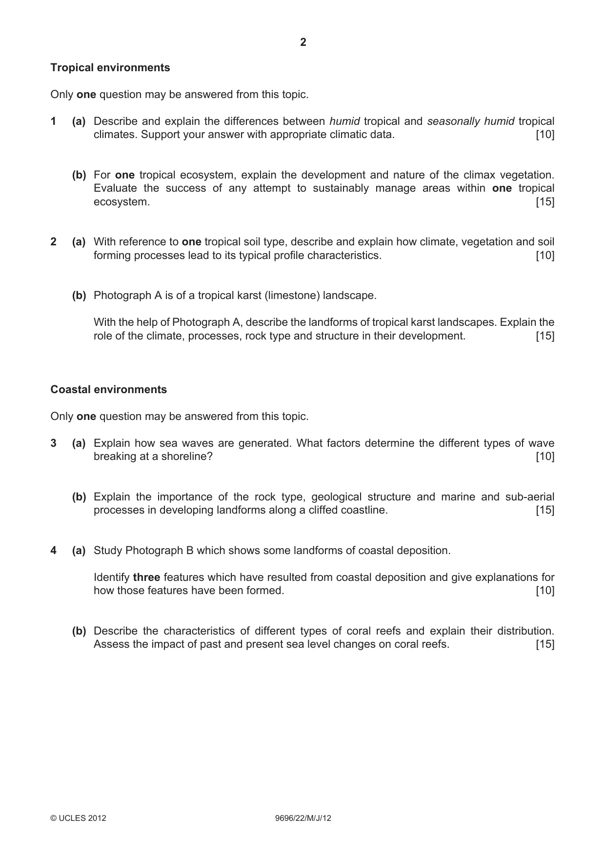 Cambridge A Level Geography 9696 2012 May/June Paper 2 · Variant 2 question paper, page 2 of 4