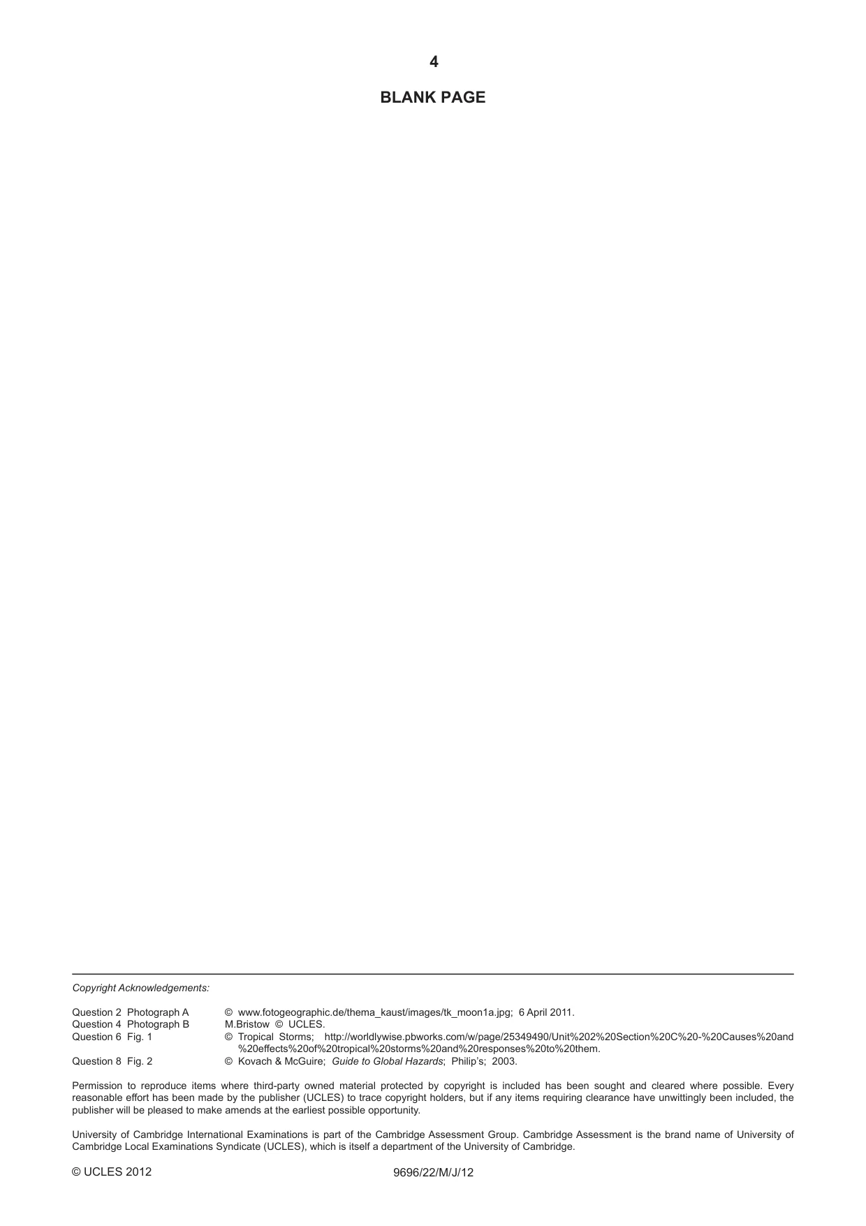 Cambridge A Level Geography 9696 2012 May/June Paper 2 · Variant 2 question paper, page 4 of 4