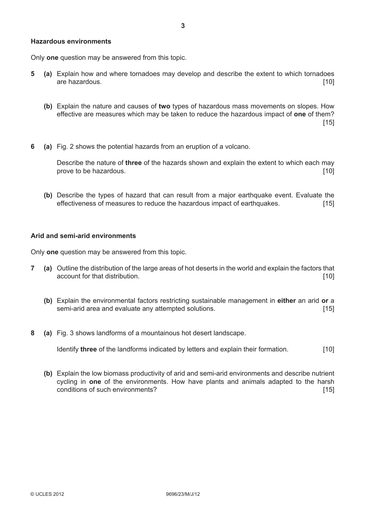 Cambridge A Level Geography 9696 2012 May/June Paper 2 · Variant 3 question paper, page 3 of 4