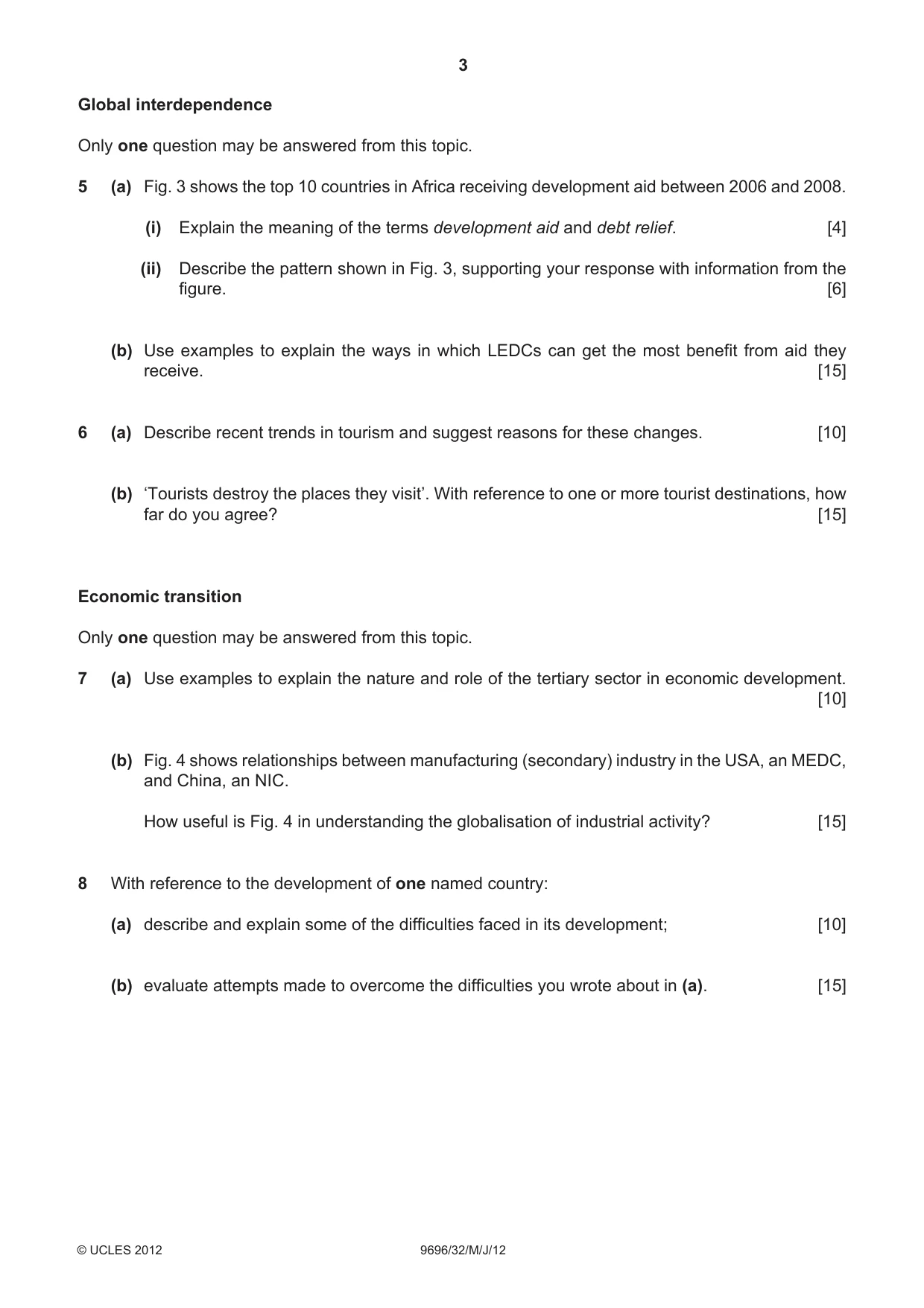 Cambridge A Level Geography 9696 2012 May/June Paper 3 · Variant 2 question paper, page 3 of 4
