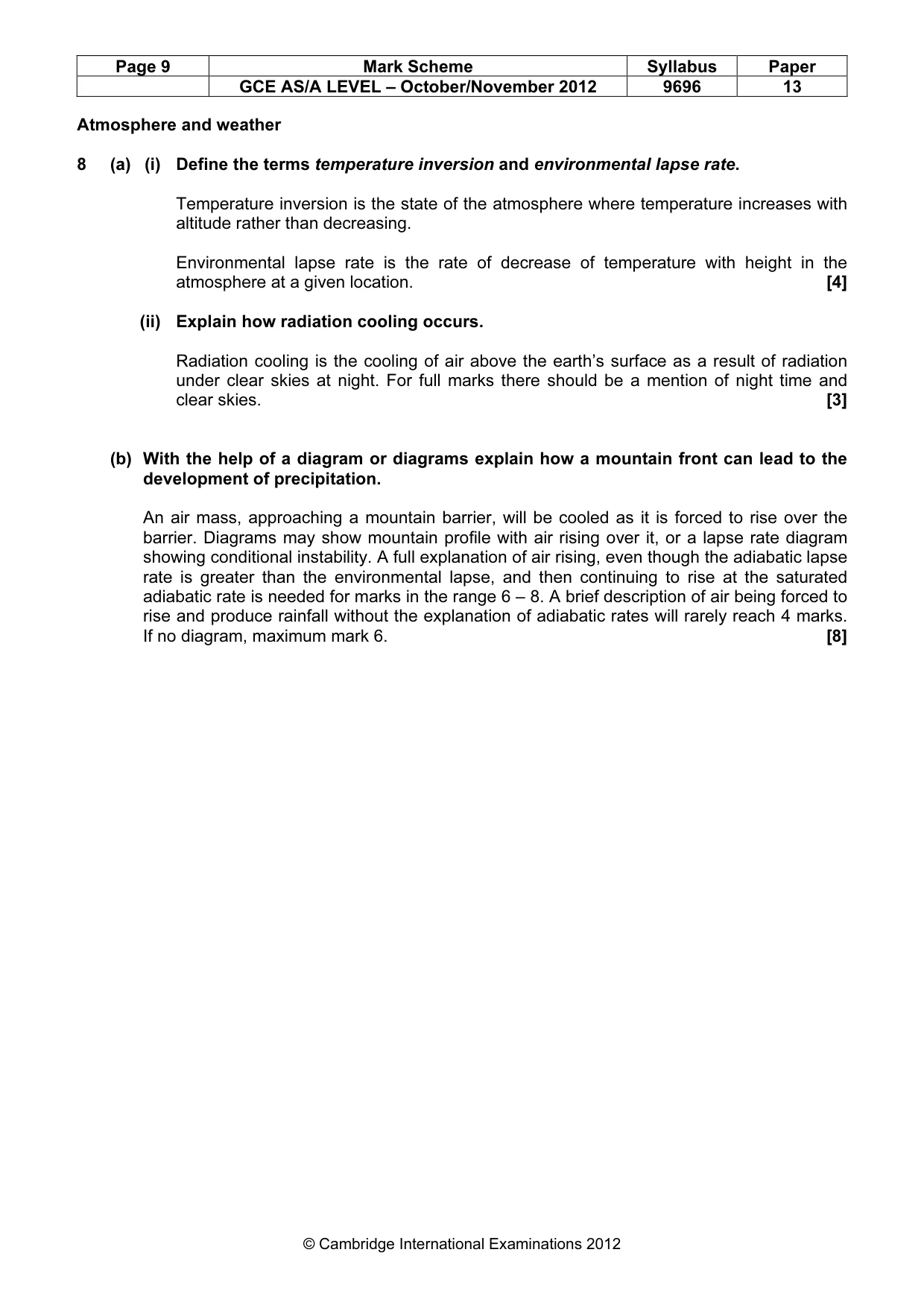 Mark scheme, page 9 of 15