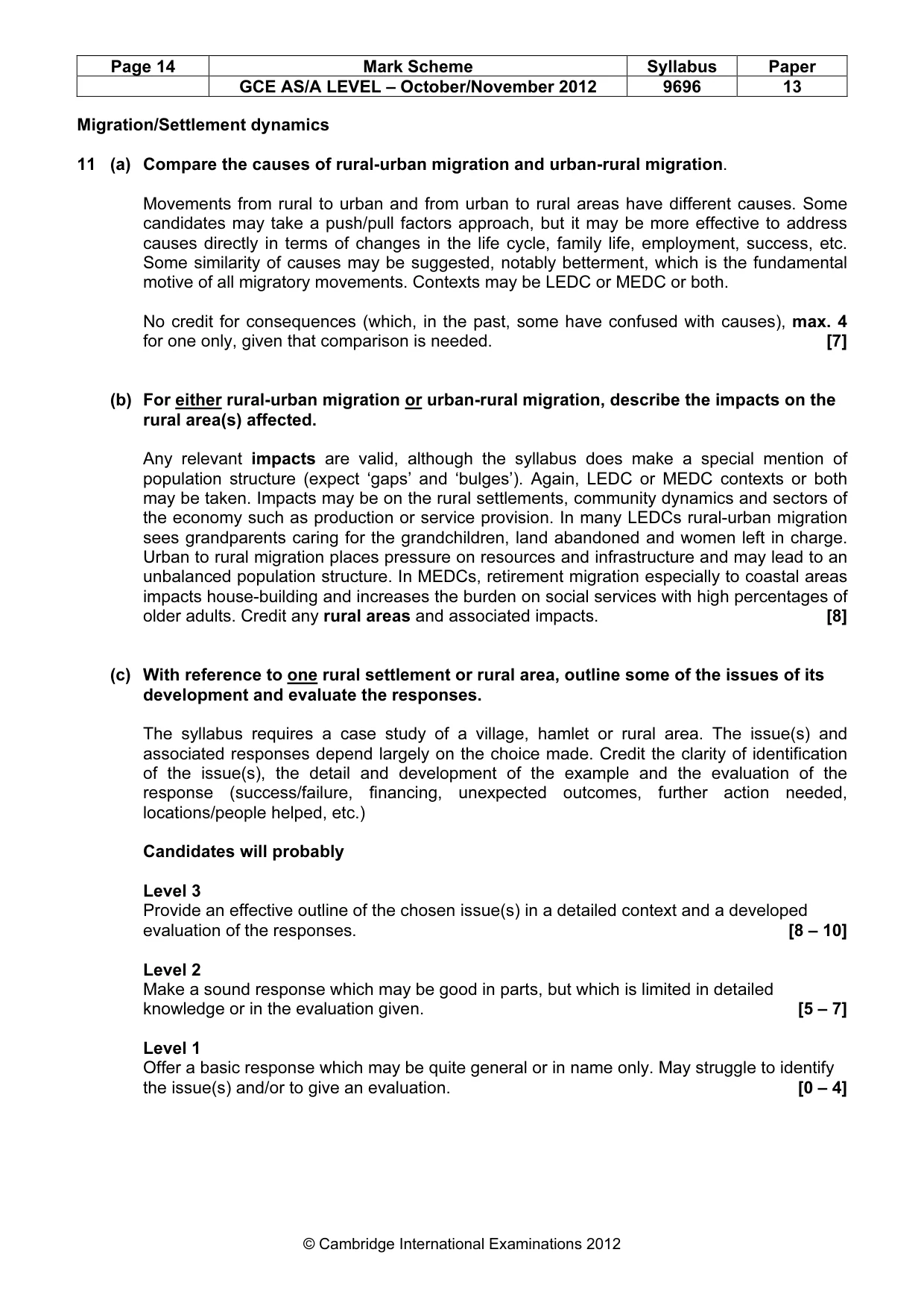 Mark scheme, page 14 of 15