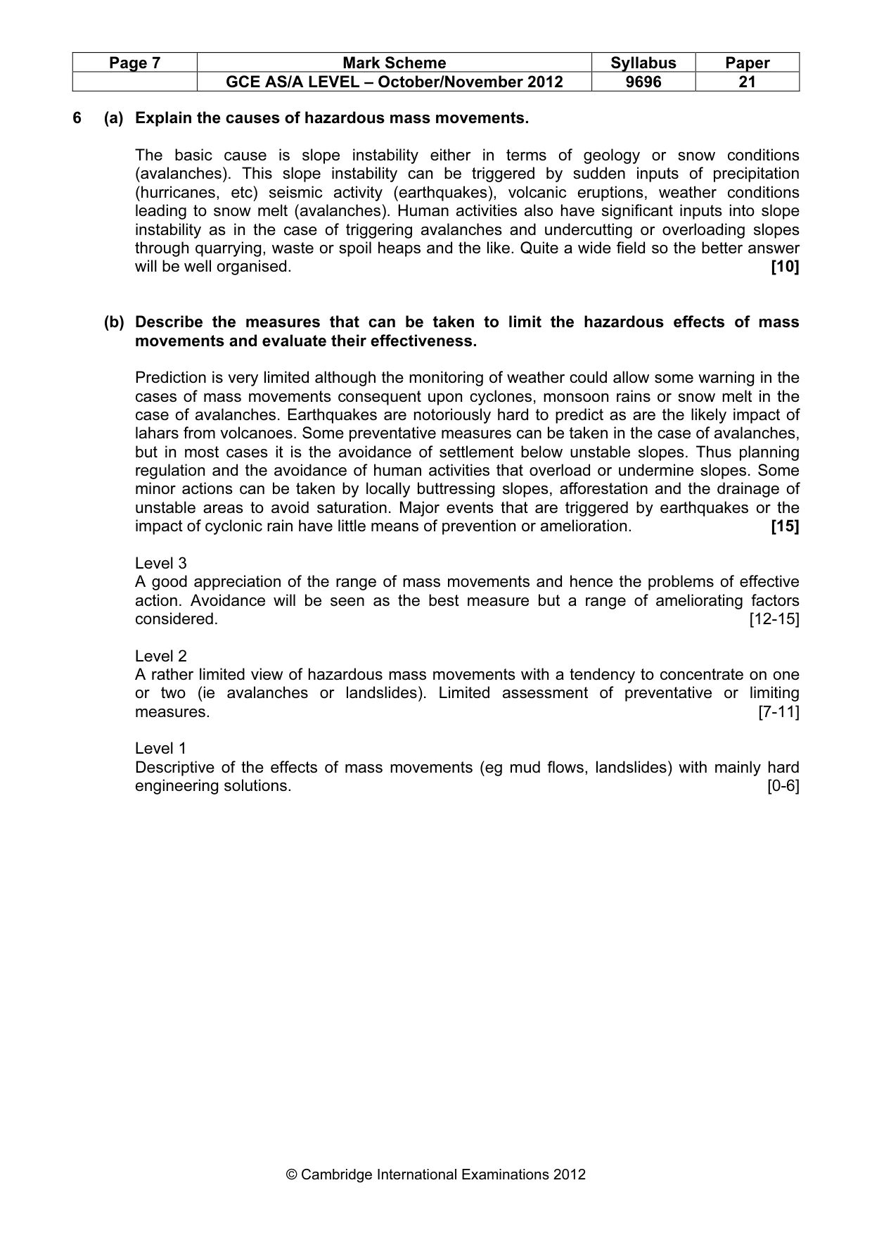 Mark scheme, page 7 of 9