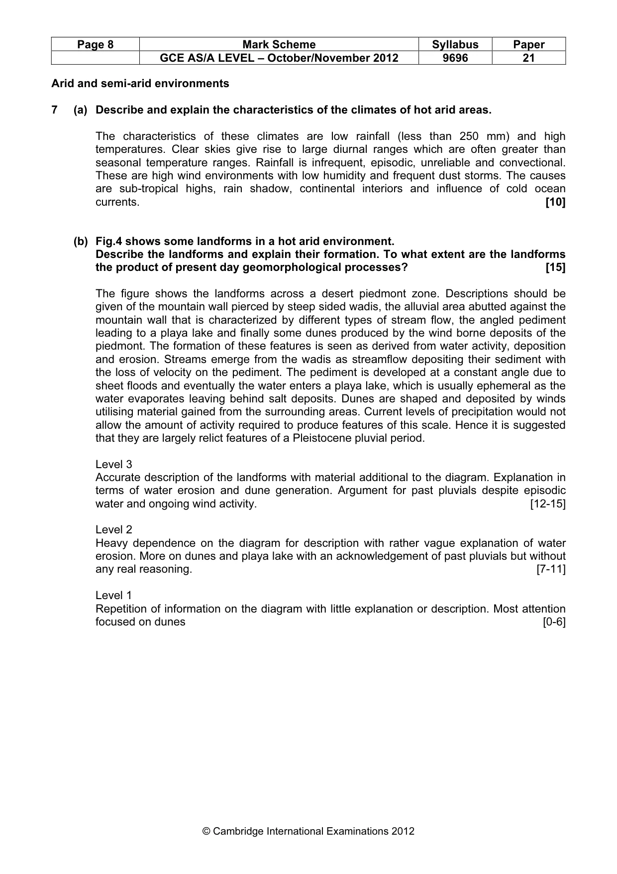 Mark scheme, page 8 of 9