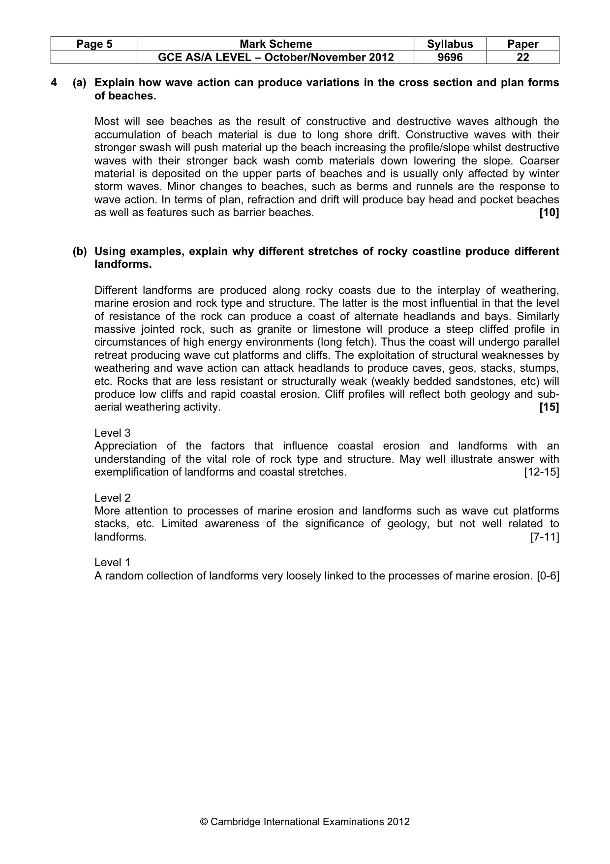 Mark scheme, page 5 of 9