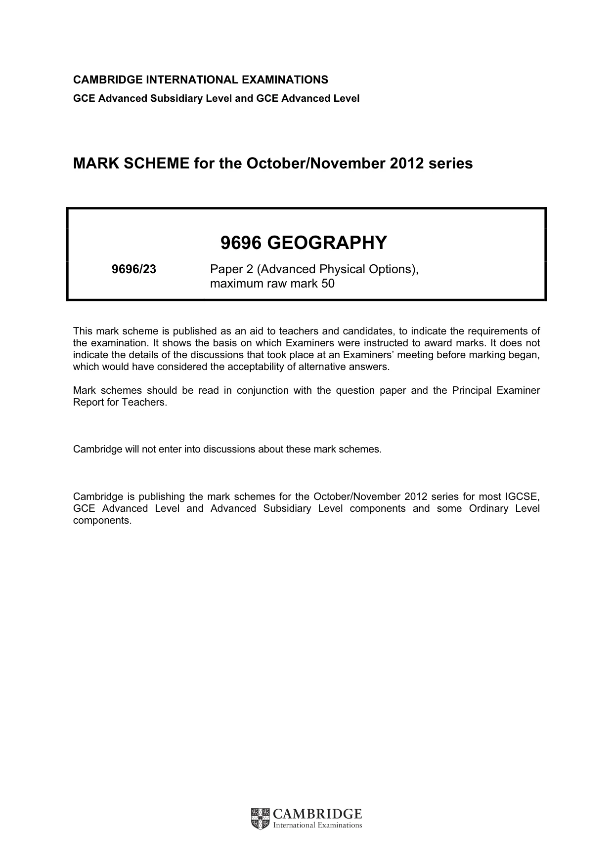 Mark scheme, page 1 of 9
