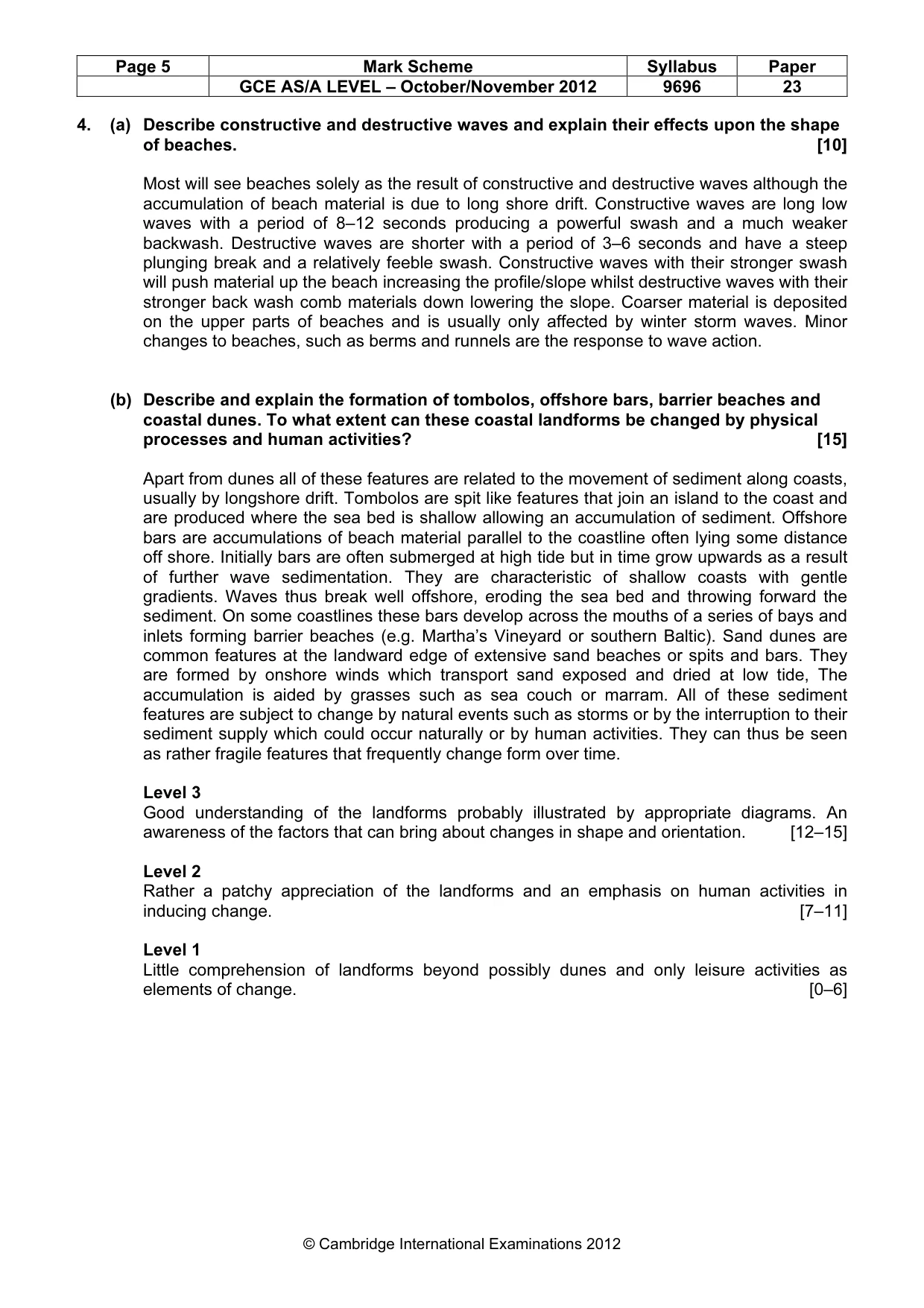 Mark scheme, page 5 of 9