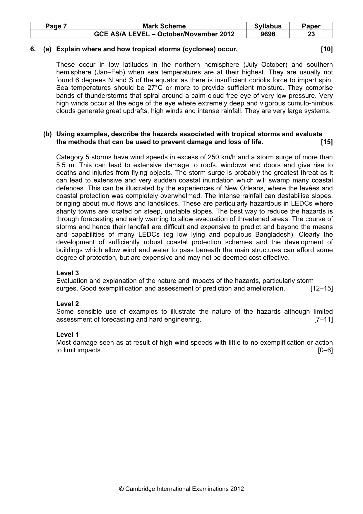 Mark scheme, page 7 of 9