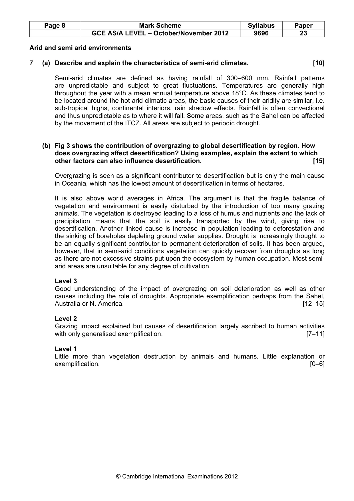 Mark scheme, page 8 of 9