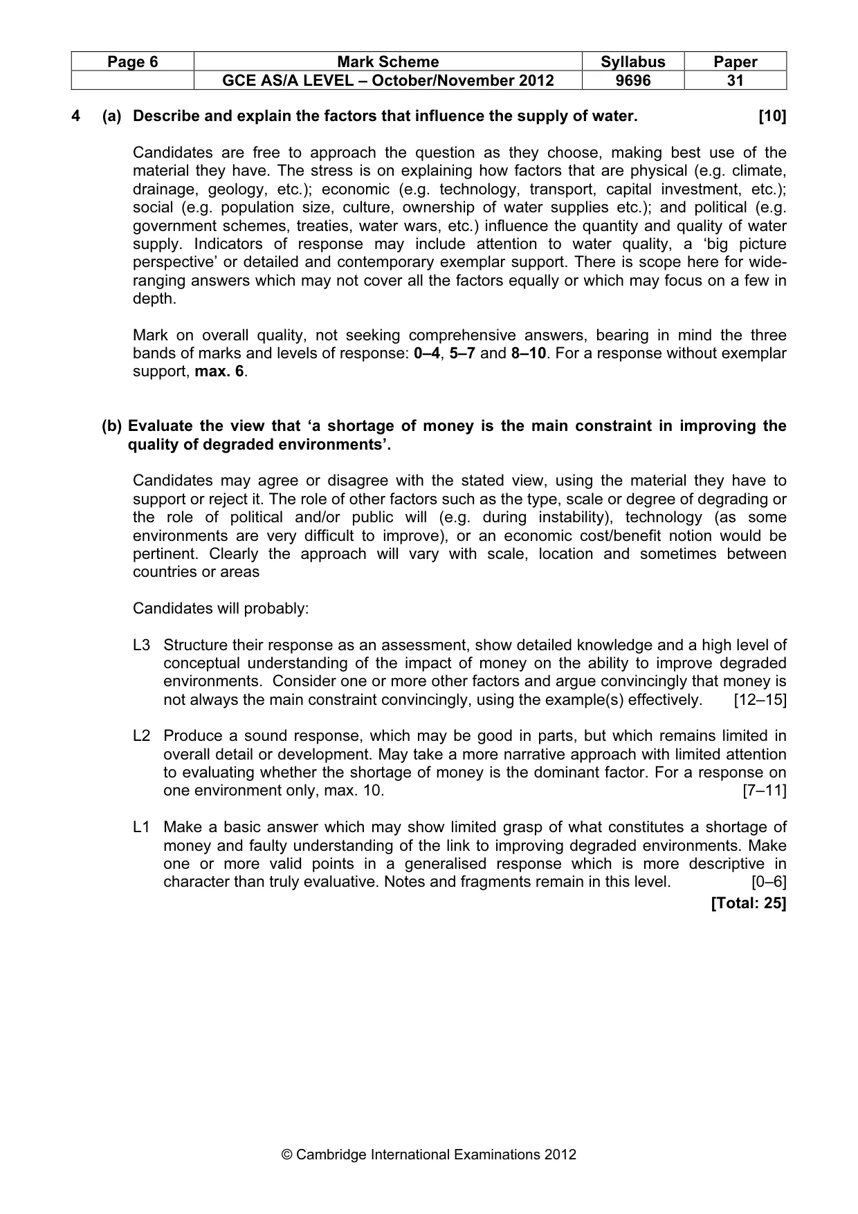 Mark scheme, page 6 of 10
