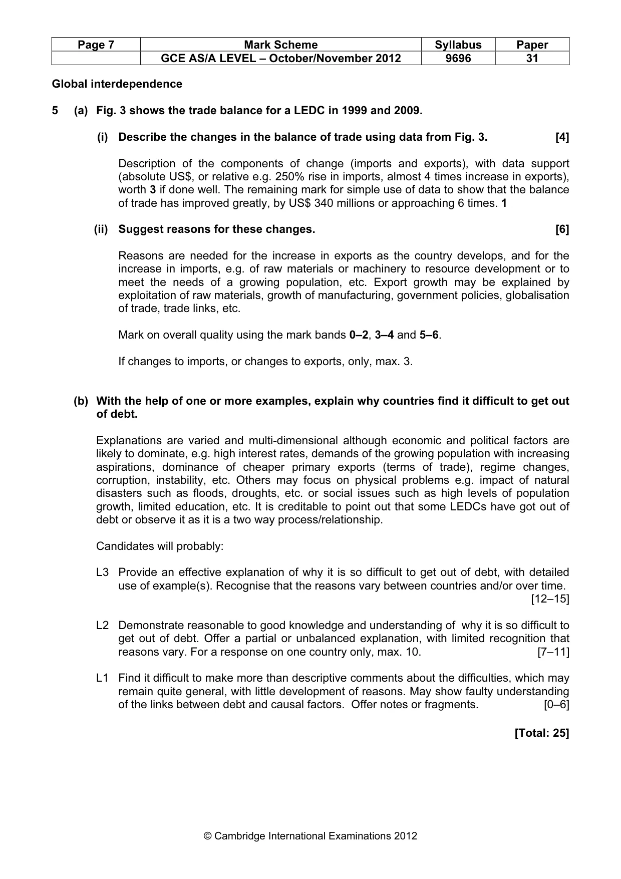 Mark scheme, page 7 of 10