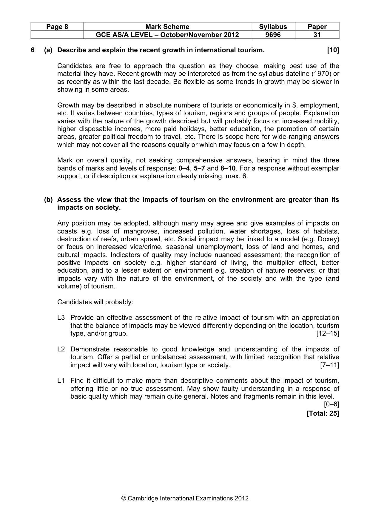 Mark scheme, page 8 of 10