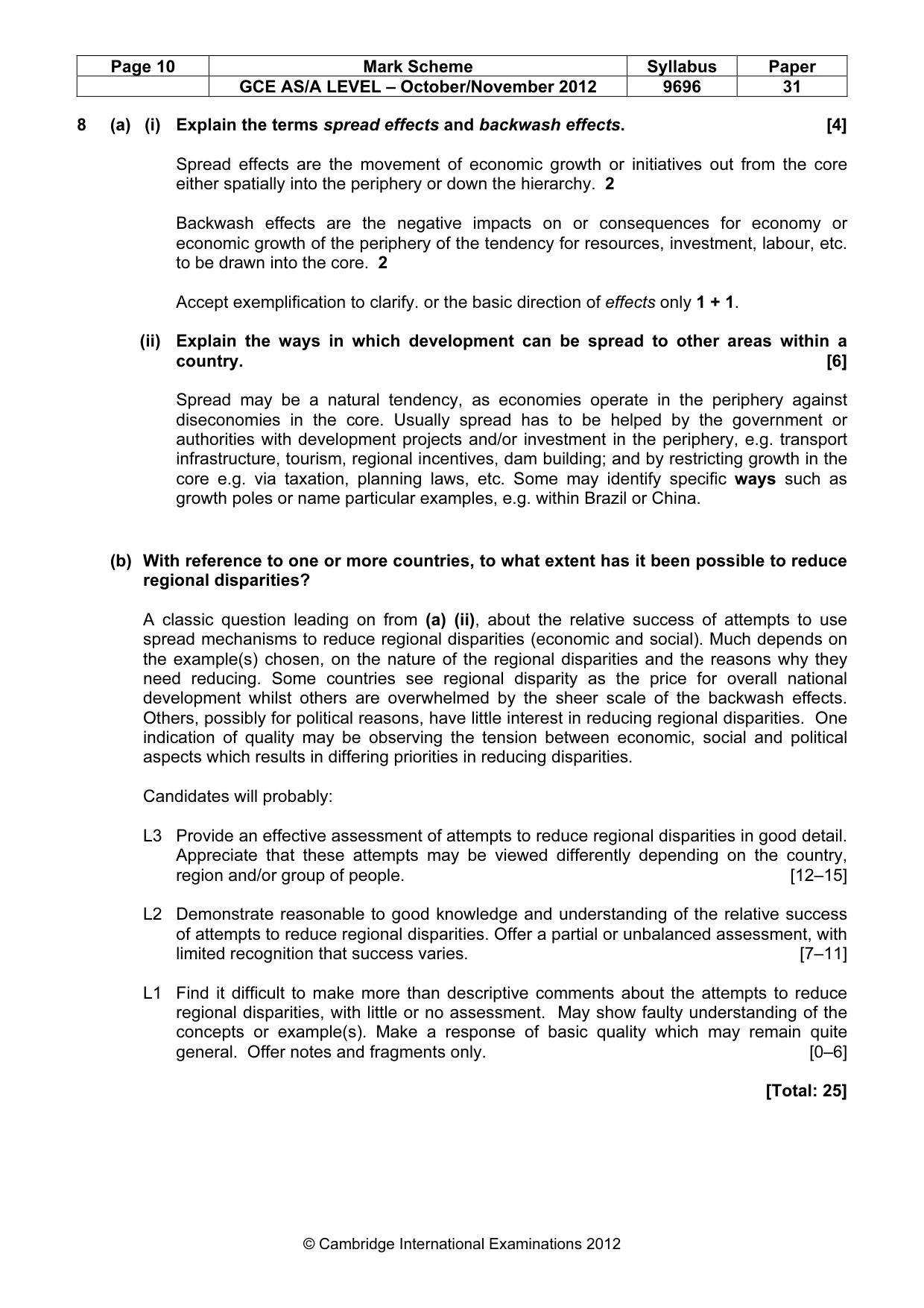 Mark scheme, page 10 of 10