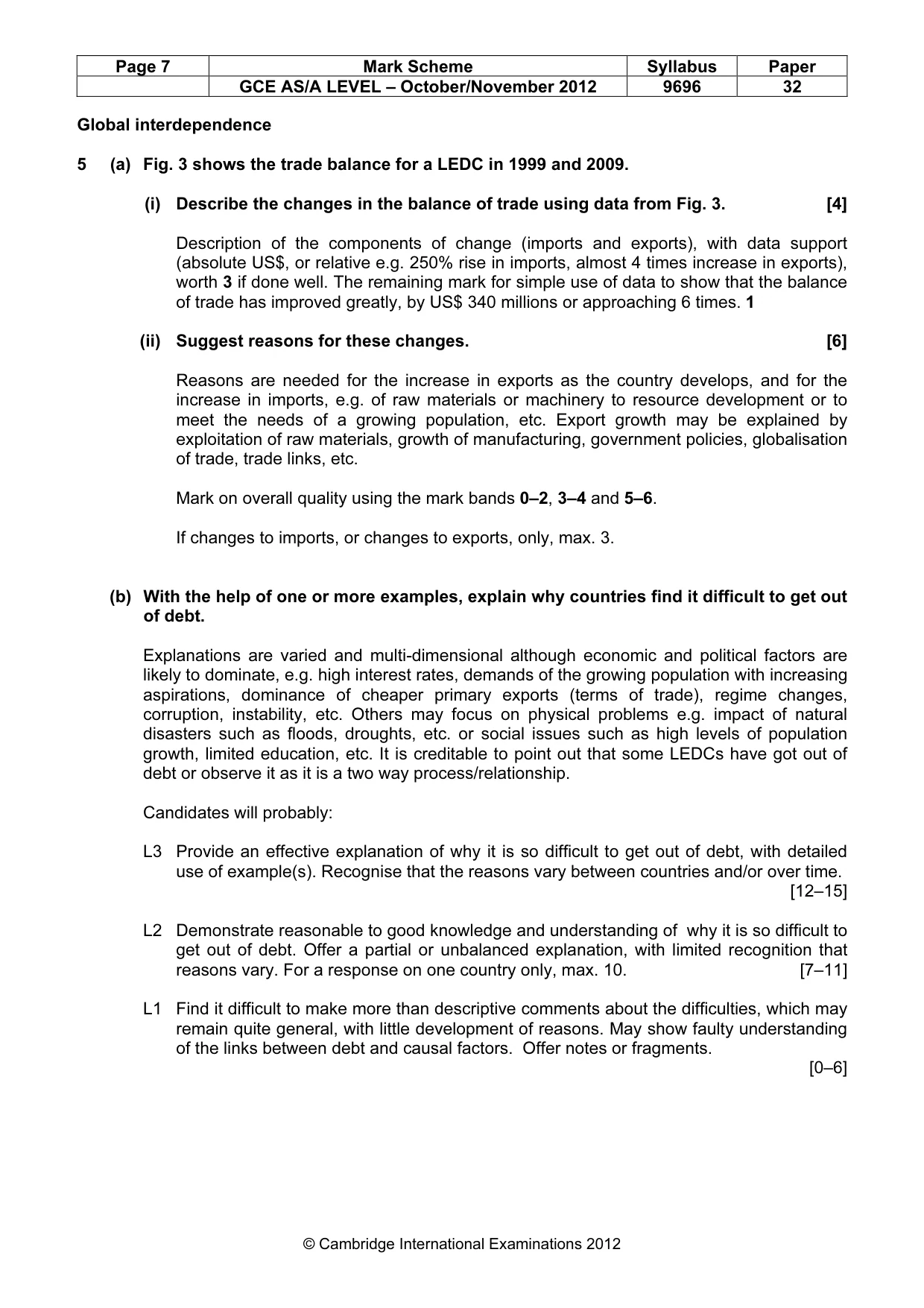 Mark scheme, page 7 of 10