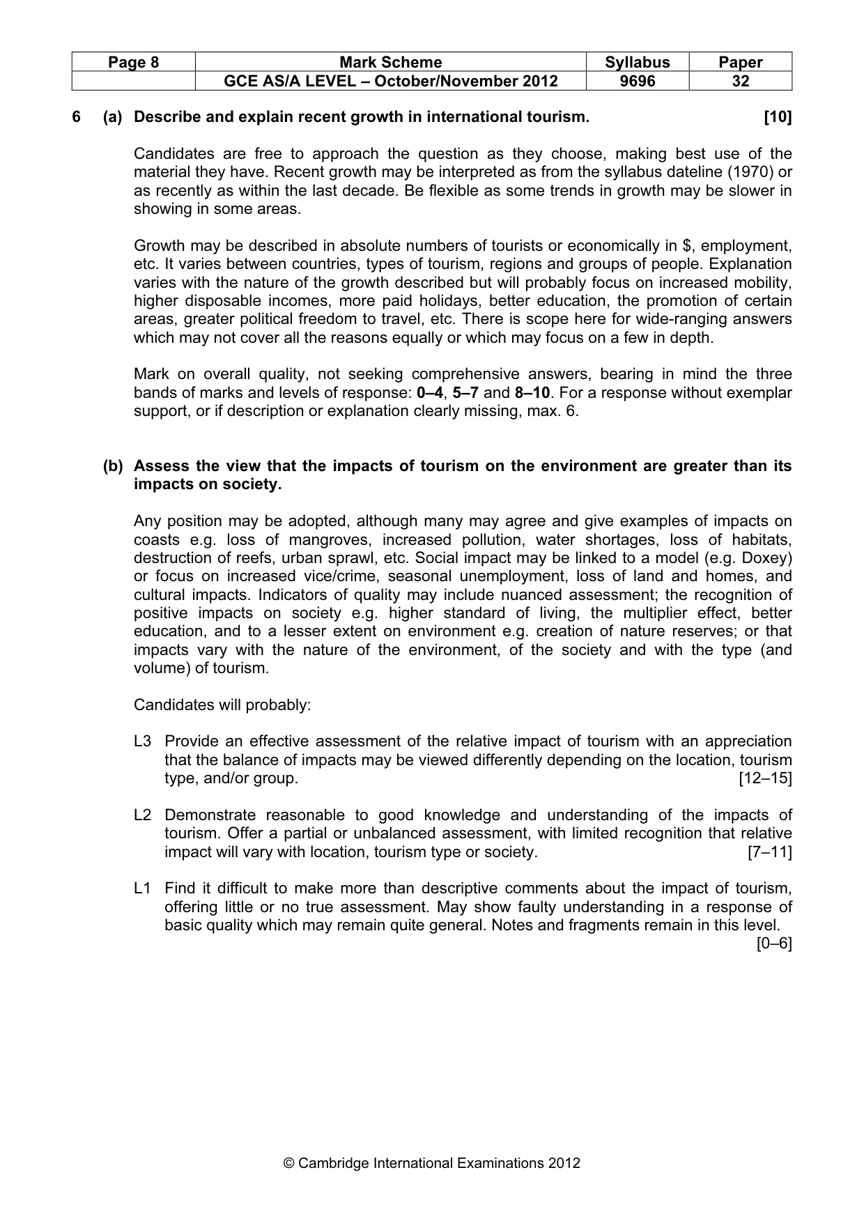 Mark scheme, page 8 of 10