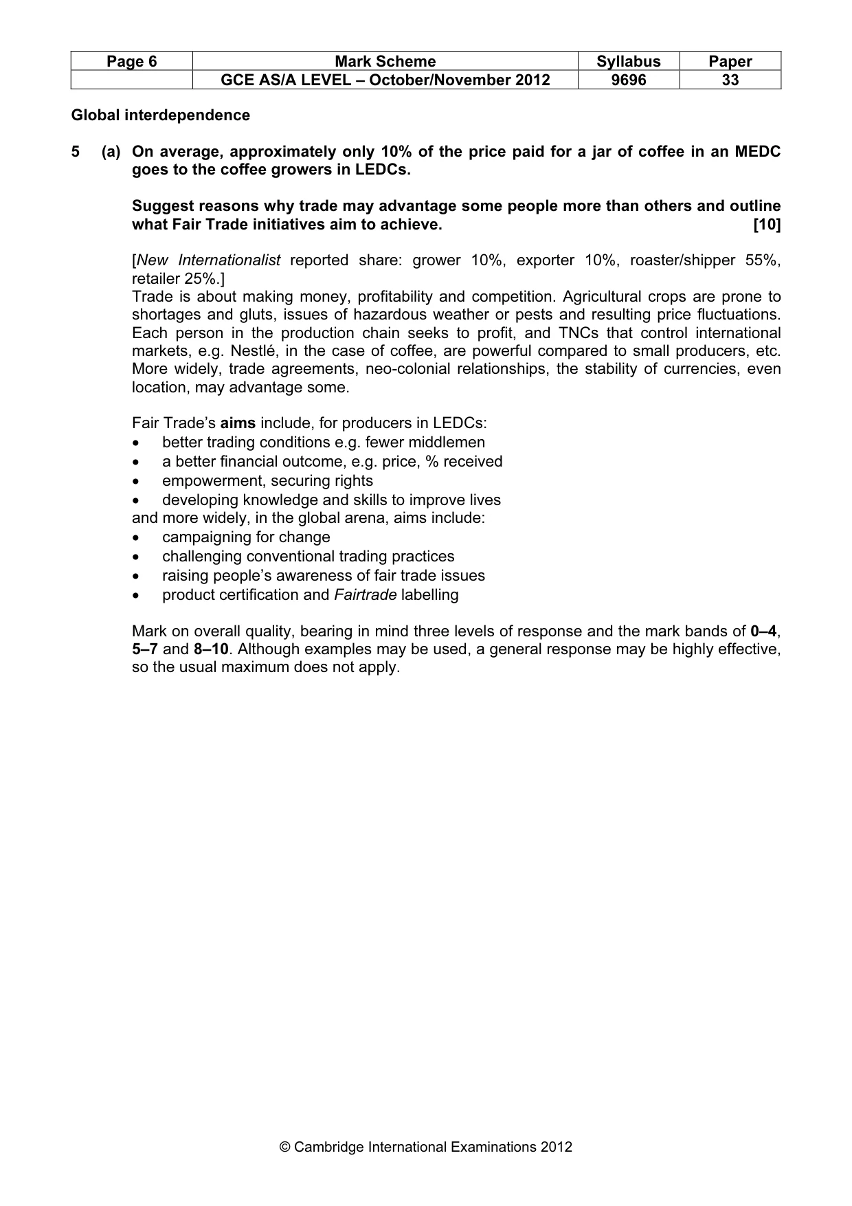 Mark scheme, page 6 of 10