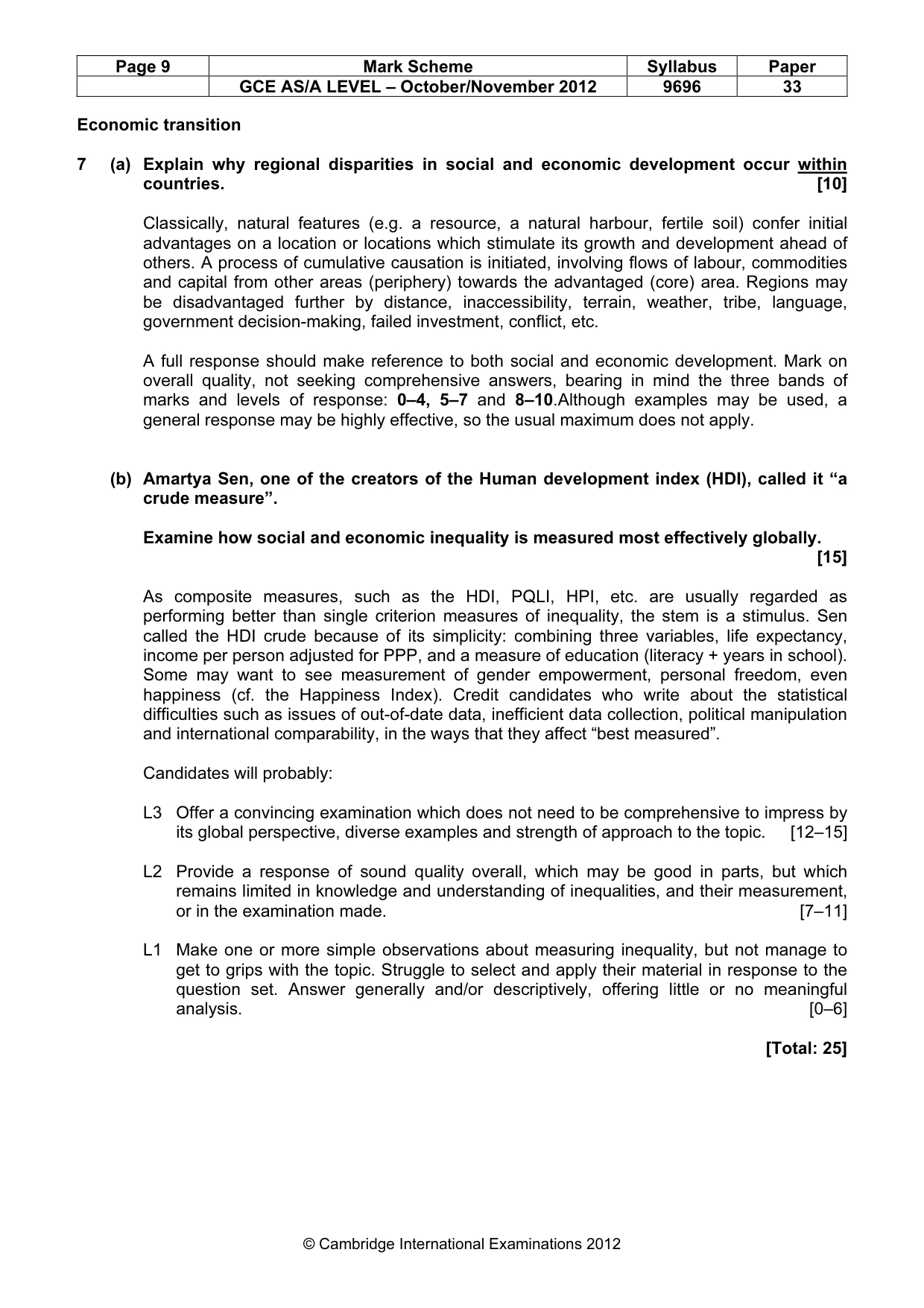Mark scheme, page 9 of 10