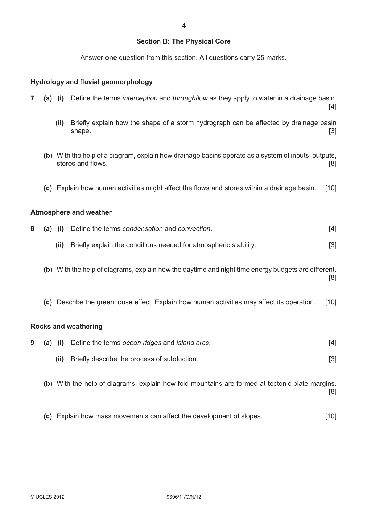 Cambridge A Level Geography 9696 2012 Oct/Nov Paper 1 · Variant 1 question paper, page 4 of 8