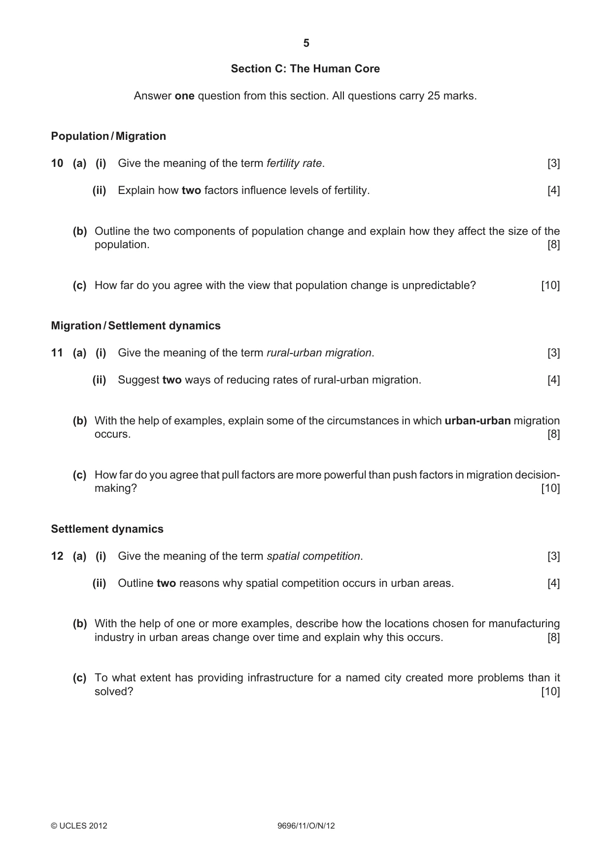 Cambridge A Level Geography 9696 2012 Oct/Nov Paper 1 · Variant 1 question paper, page 5 of 8