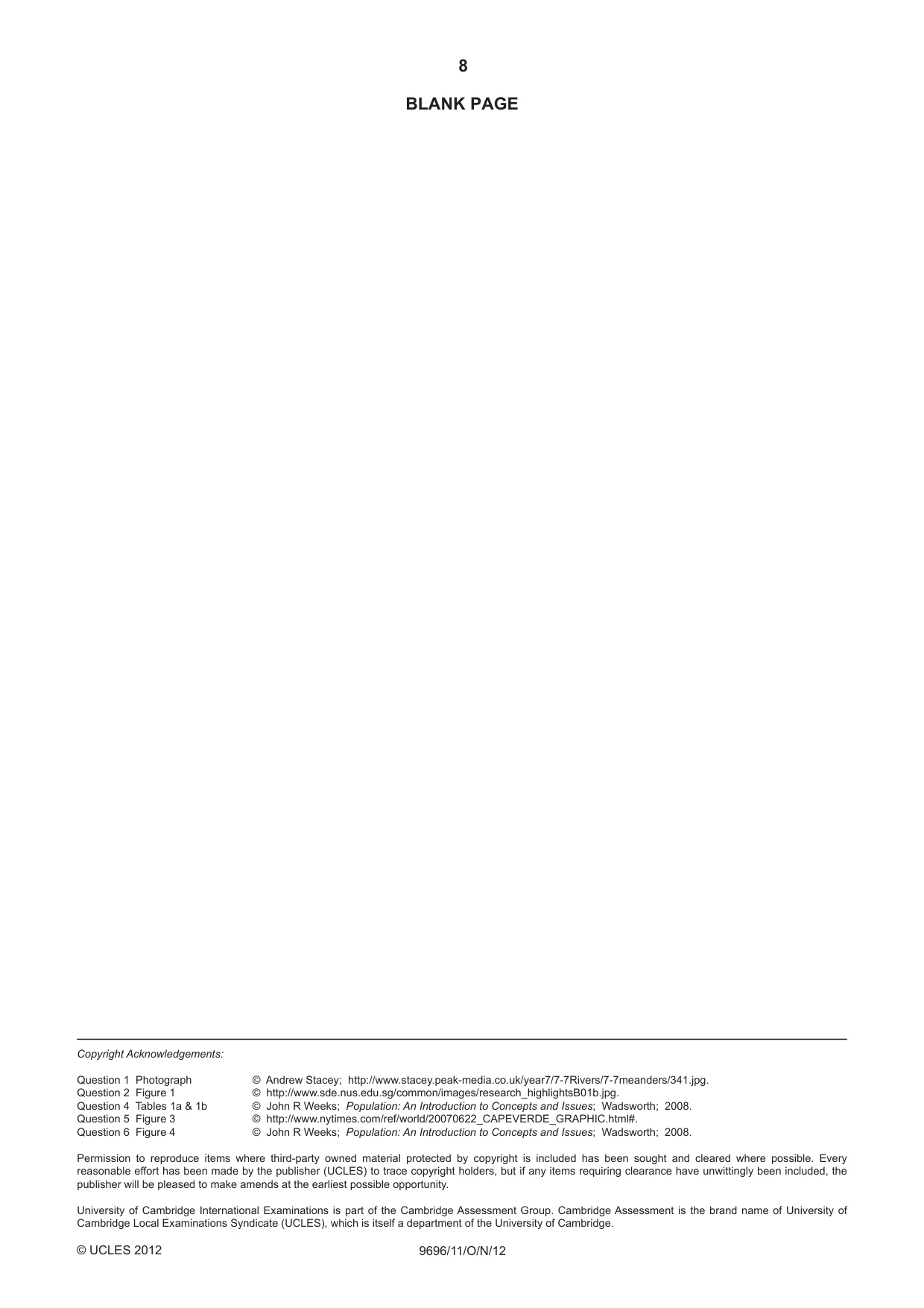 Cambridge A Level Geography 9696 2012 Oct/Nov Paper 1 · Variant 1 question paper, page 8 of 8
