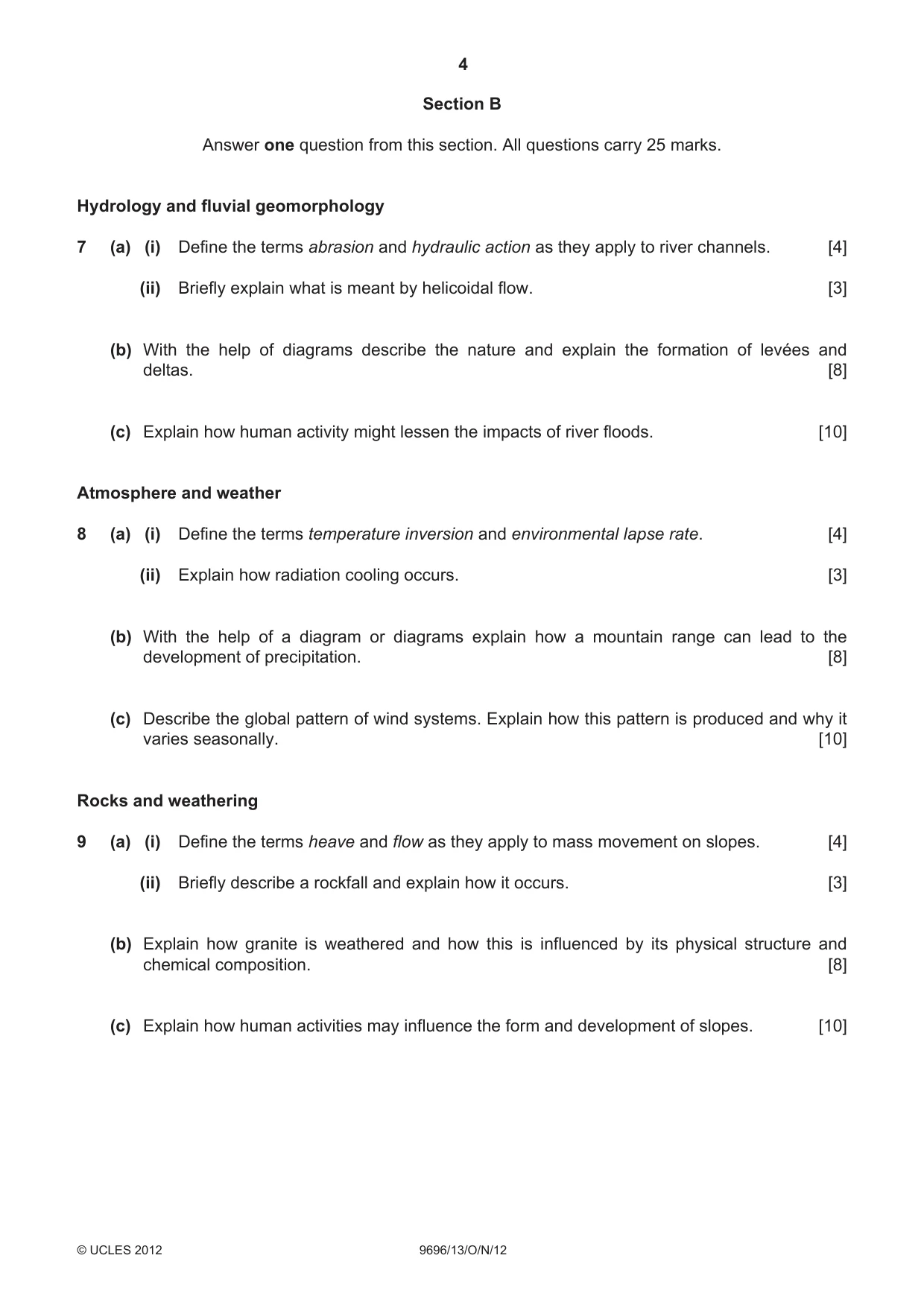 Cambridge A Level Geography 9696 2012 Oct/Nov Paper 1 · Variant 3 question paper, page 4 of 8