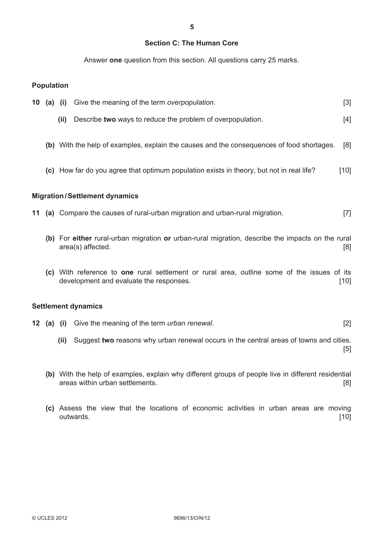 Cambridge A Level Geography 9696 2012 Oct/Nov Paper 1 · Variant 3 question paper, page 5 of 8