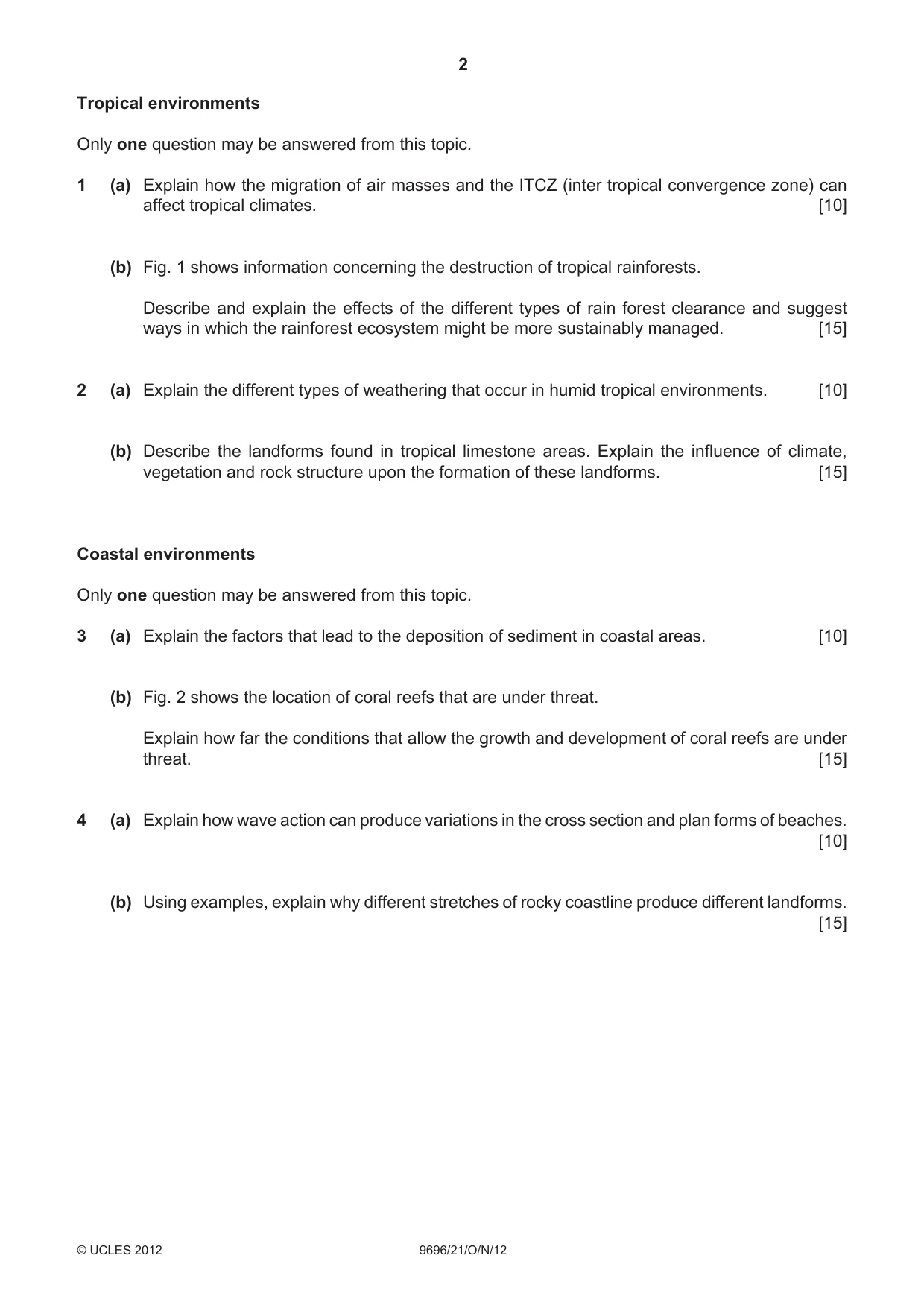 Cambridge A Level Geography 9696 2012 Oct/Nov Paper 2 · Variant 1 question paper, page 2 of 4